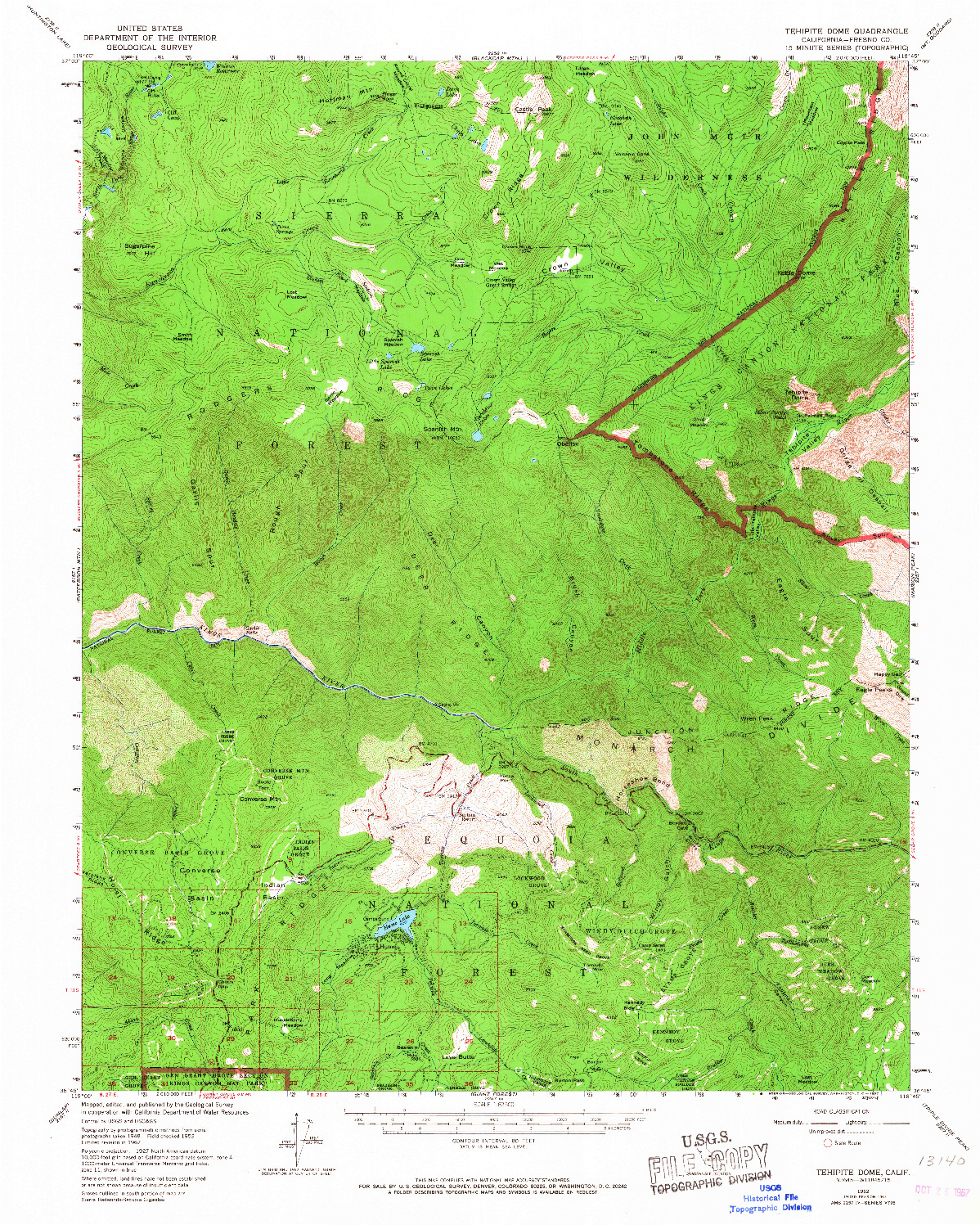 USGS 1:62500-SCALE QUADRANGLE FOR TEHIPITE DOME, CA 1952