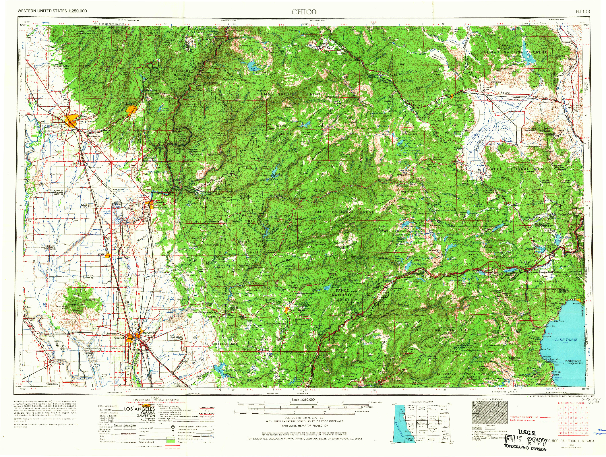 USGS 1:250000-SCALE QUADRANGLE FOR CHICO, CA 1958