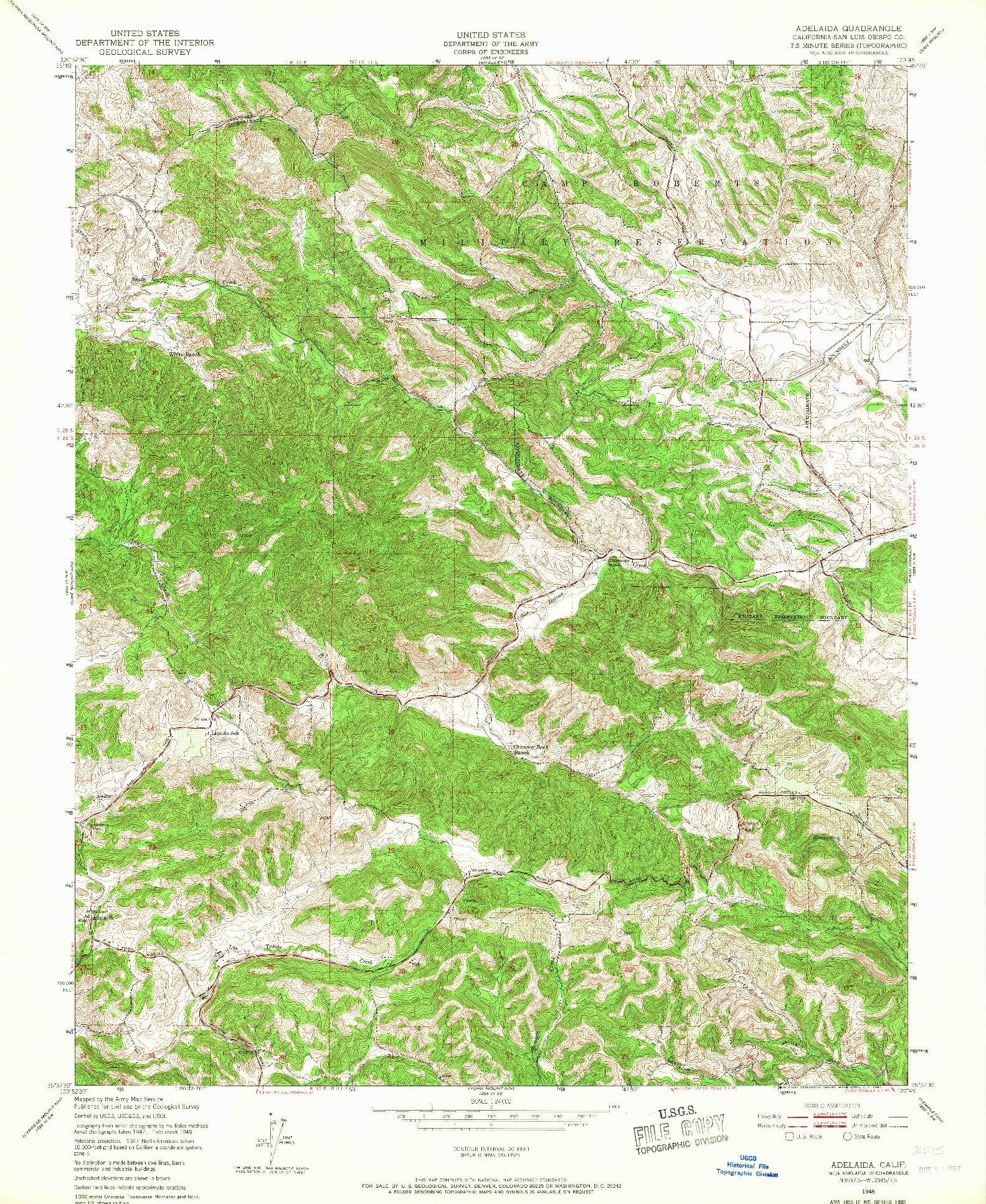 USGS 1:24000-SCALE QUADRANGLE FOR ADELAIDA, CA 1948