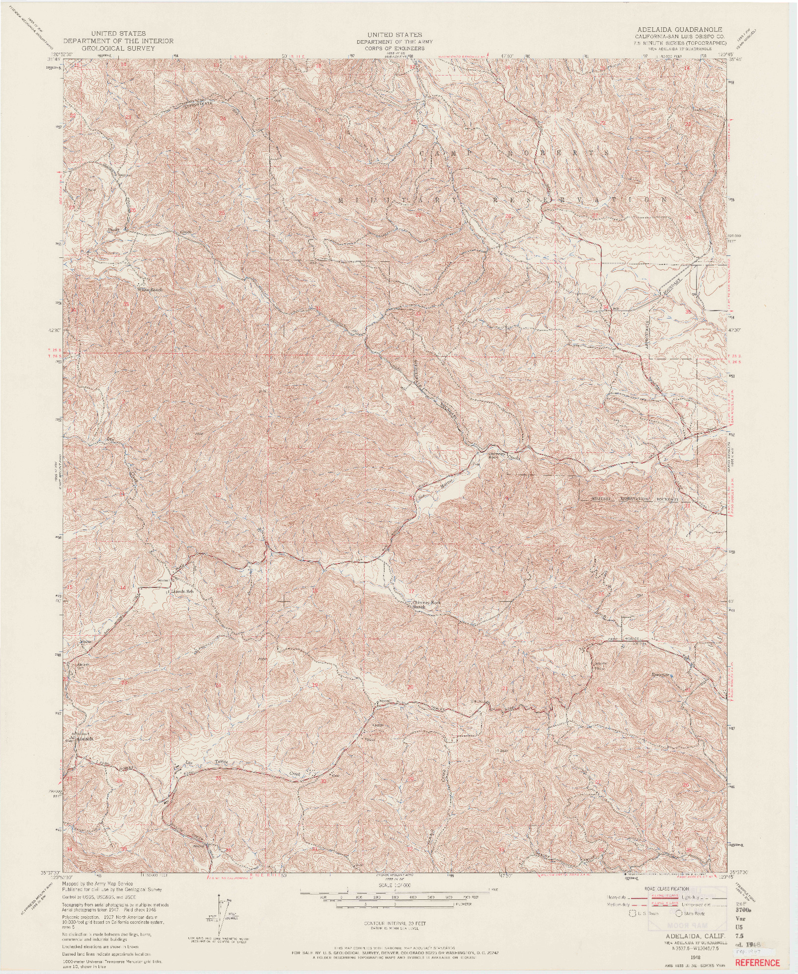 USGS 1:24000-SCALE QUADRANGLE FOR ADELAIDA, CA 1948