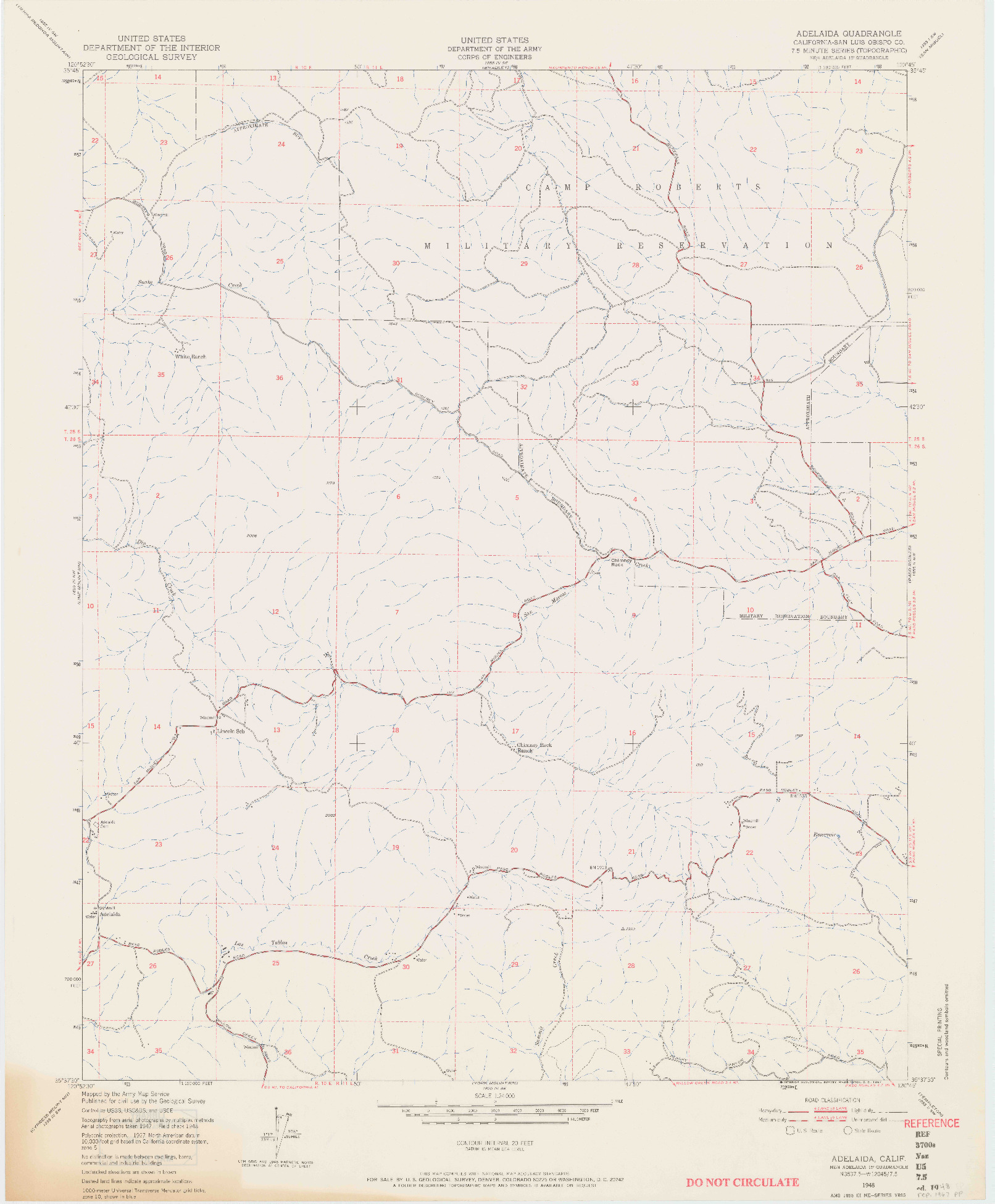 USGS 1:24000-SCALE QUADRANGLE FOR ADELAIDA, CA 1948