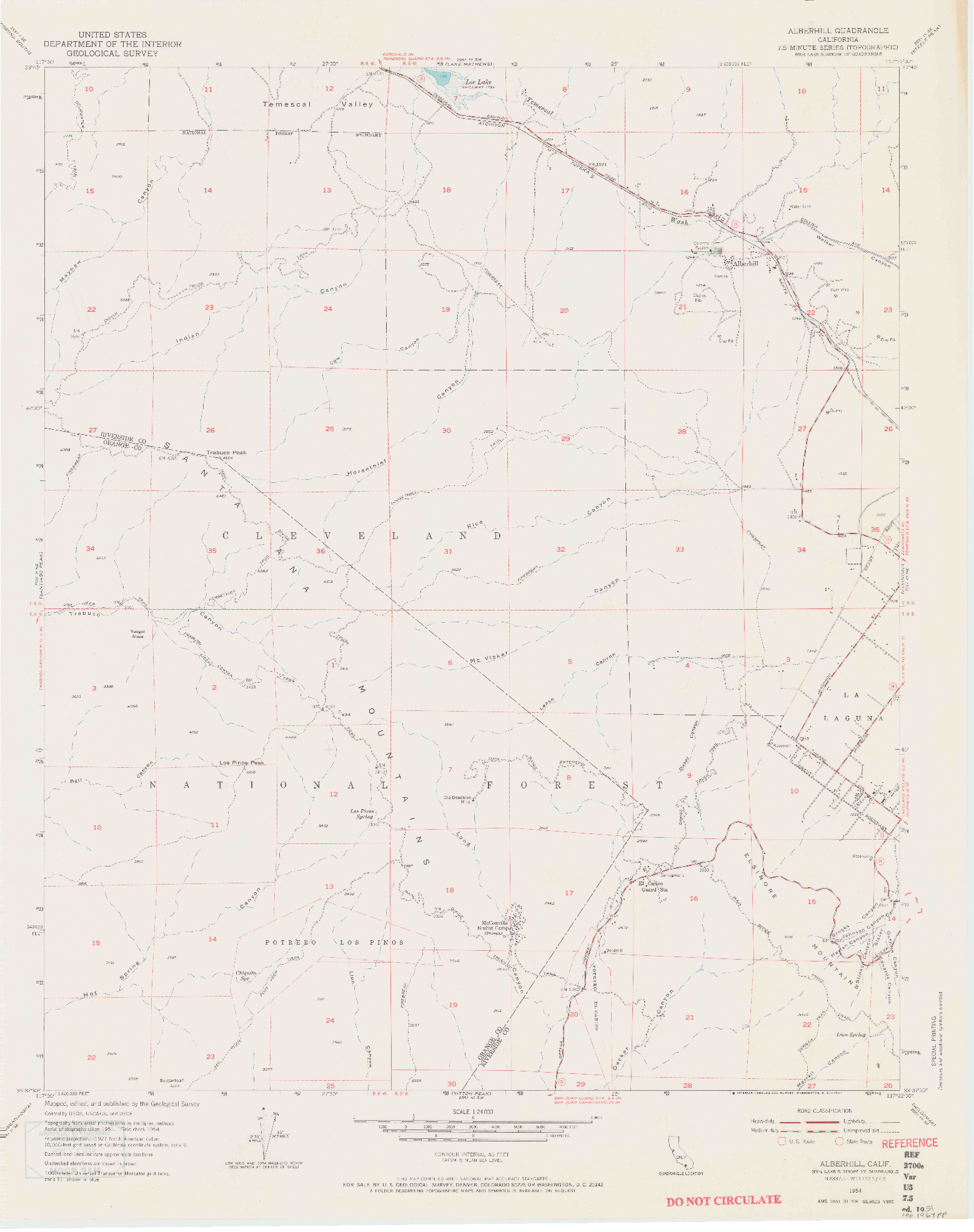 USGS 1:24000-SCALE QUADRANGLE FOR ALBERHILL, CA 1954