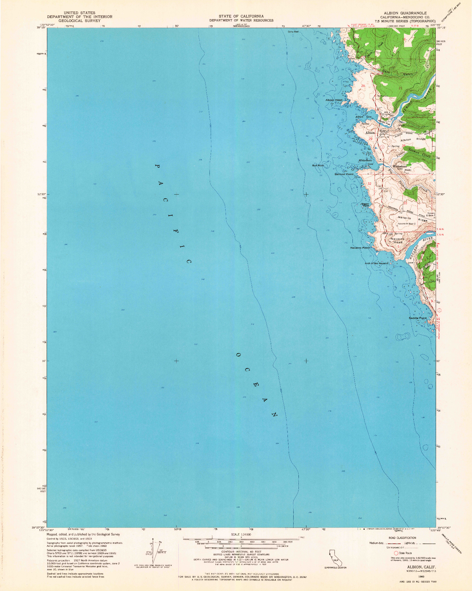 USGS 1:24000-SCALE QUADRANGLE FOR ALBION, CA 1960