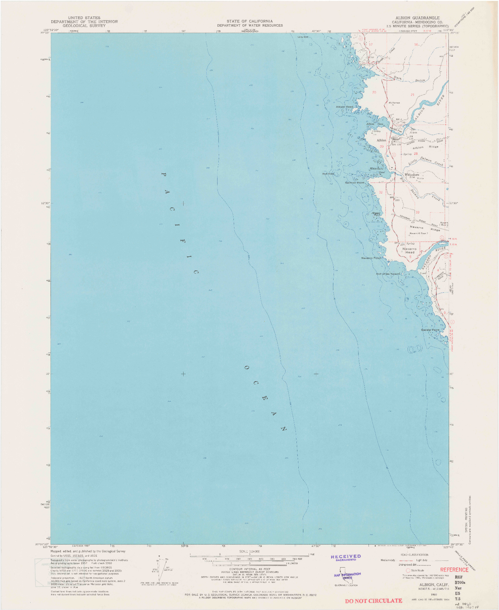 USGS 1:24000-SCALE QUADRANGLE FOR ALBION, CA 1960