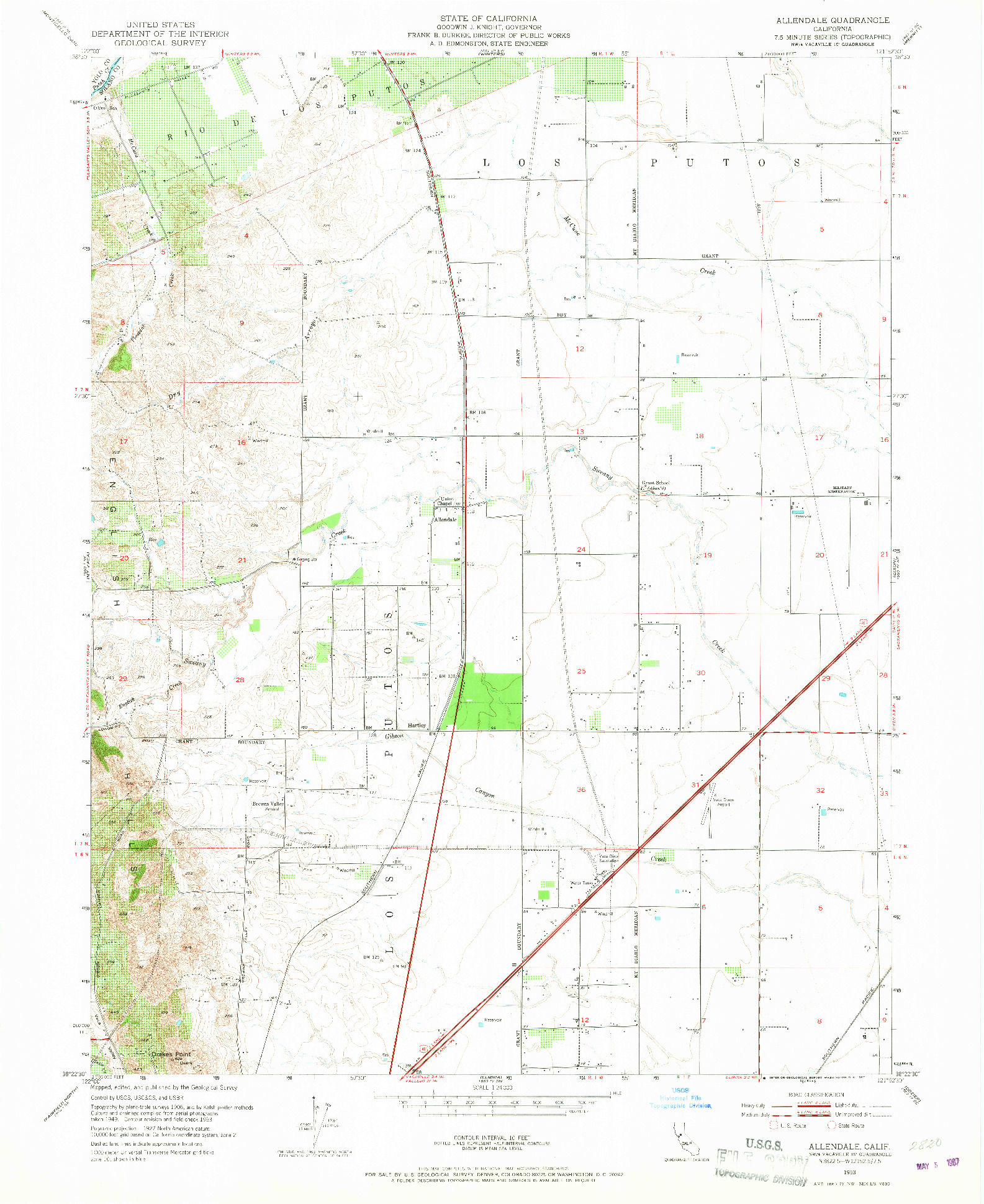 USGS 1:24000-SCALE QUADRANGLE FOR ALLENDALE, CA 1953