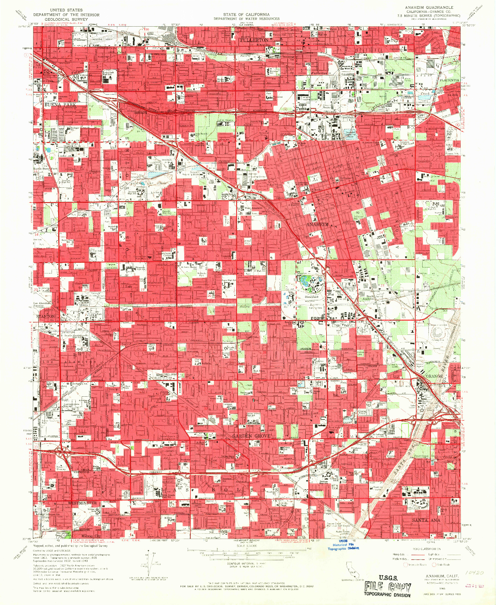 USGS 1:24000-SCALE QUADRANGLE FOR ANAHEIM, CA 1965