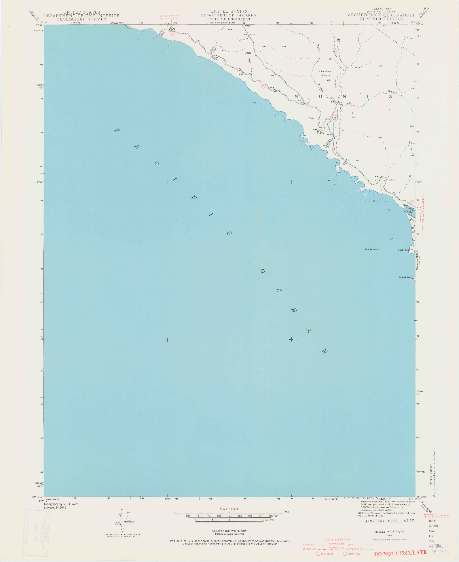 USGS 1:24000-SCALE QUADRANGLE FOR ARCHED ROCK, CA 1942