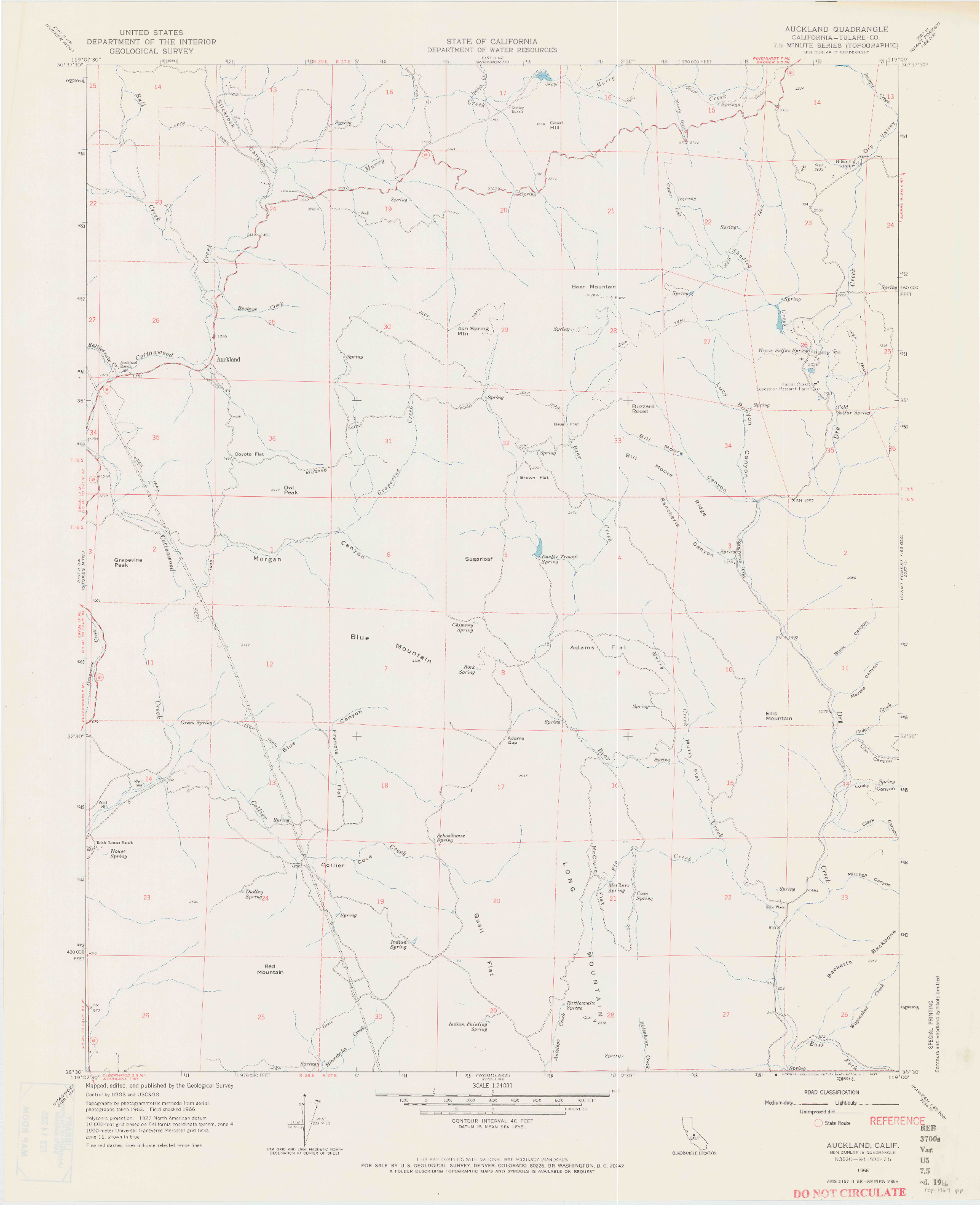 USGS 1:24000-SCALE QUADRANGLE FOR AUCKLAND, CA 1966