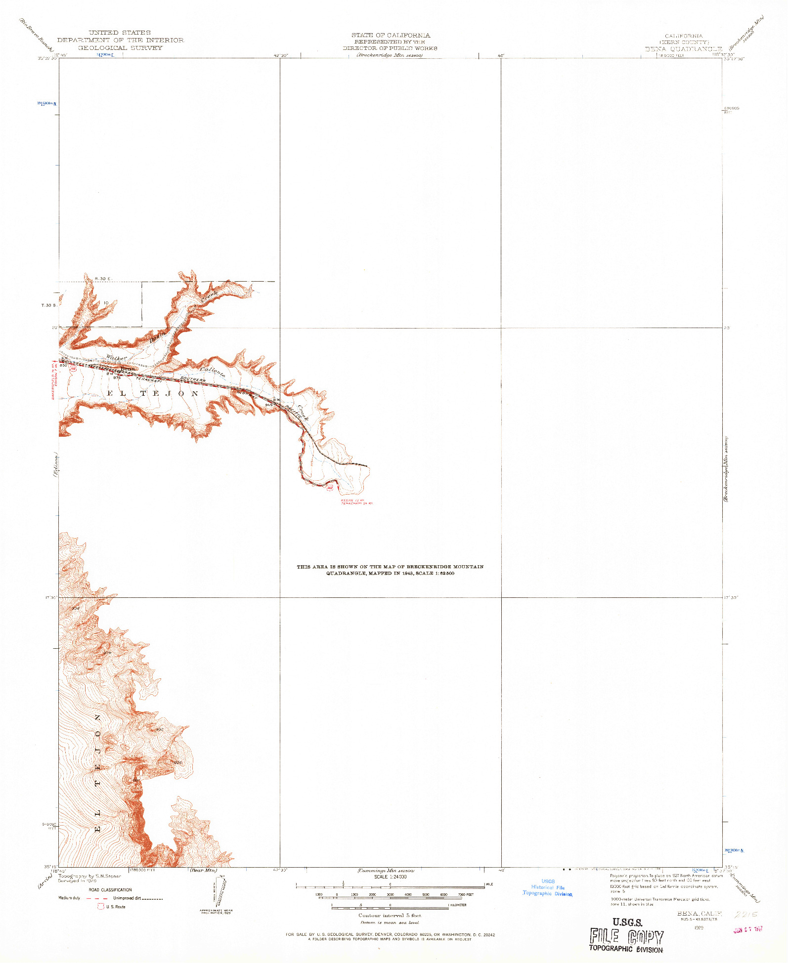 USGS 1:24000-SCALE QUADRANGLE FOR BENA, CA 1929