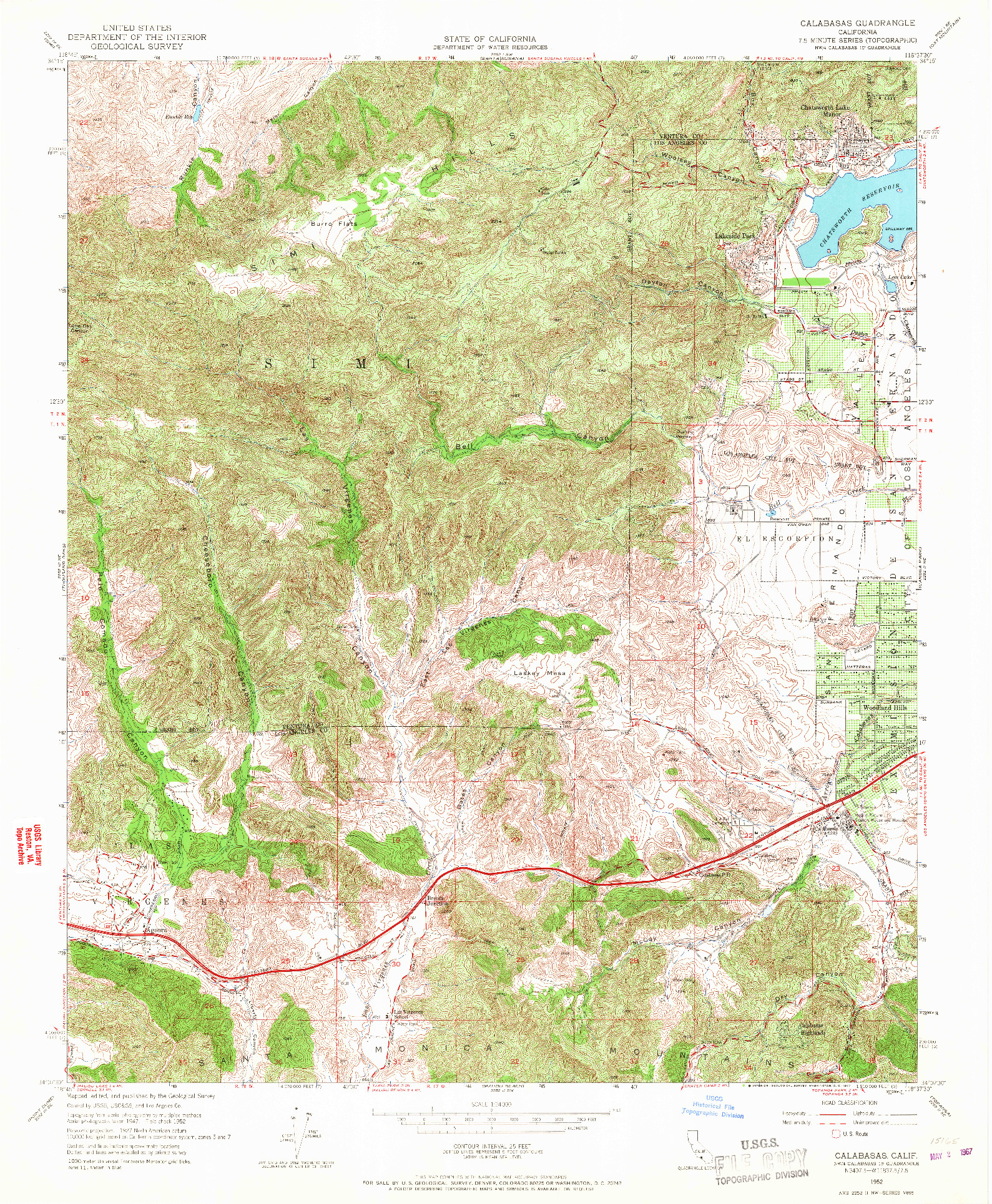 USGS 1:24000-SCALE QUADRANGLE FOR CALABASAS, CA 1952