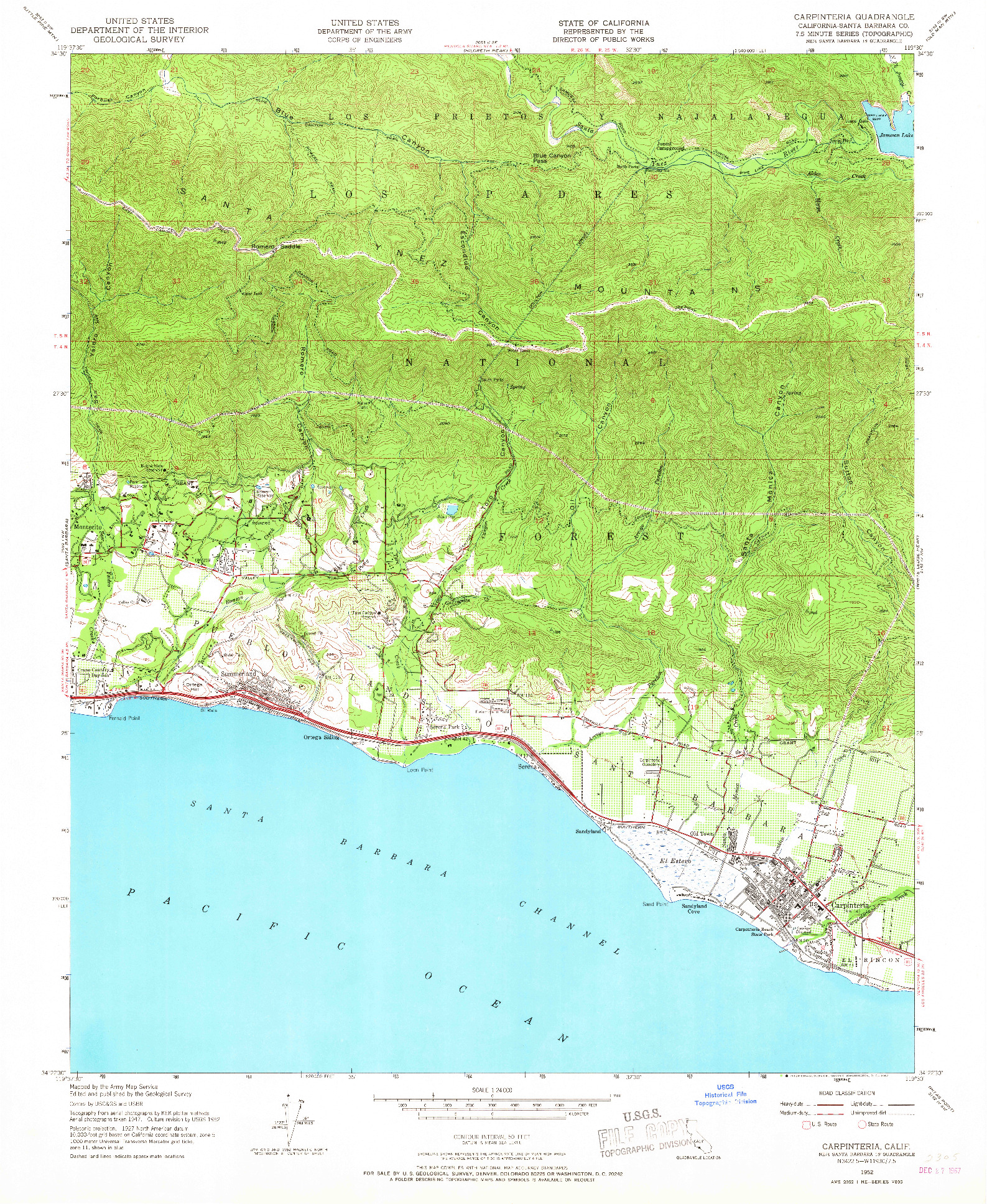 USGS 1:24000-SCALE QUADRANGLE FOR CARPINTERIA, CA 1952