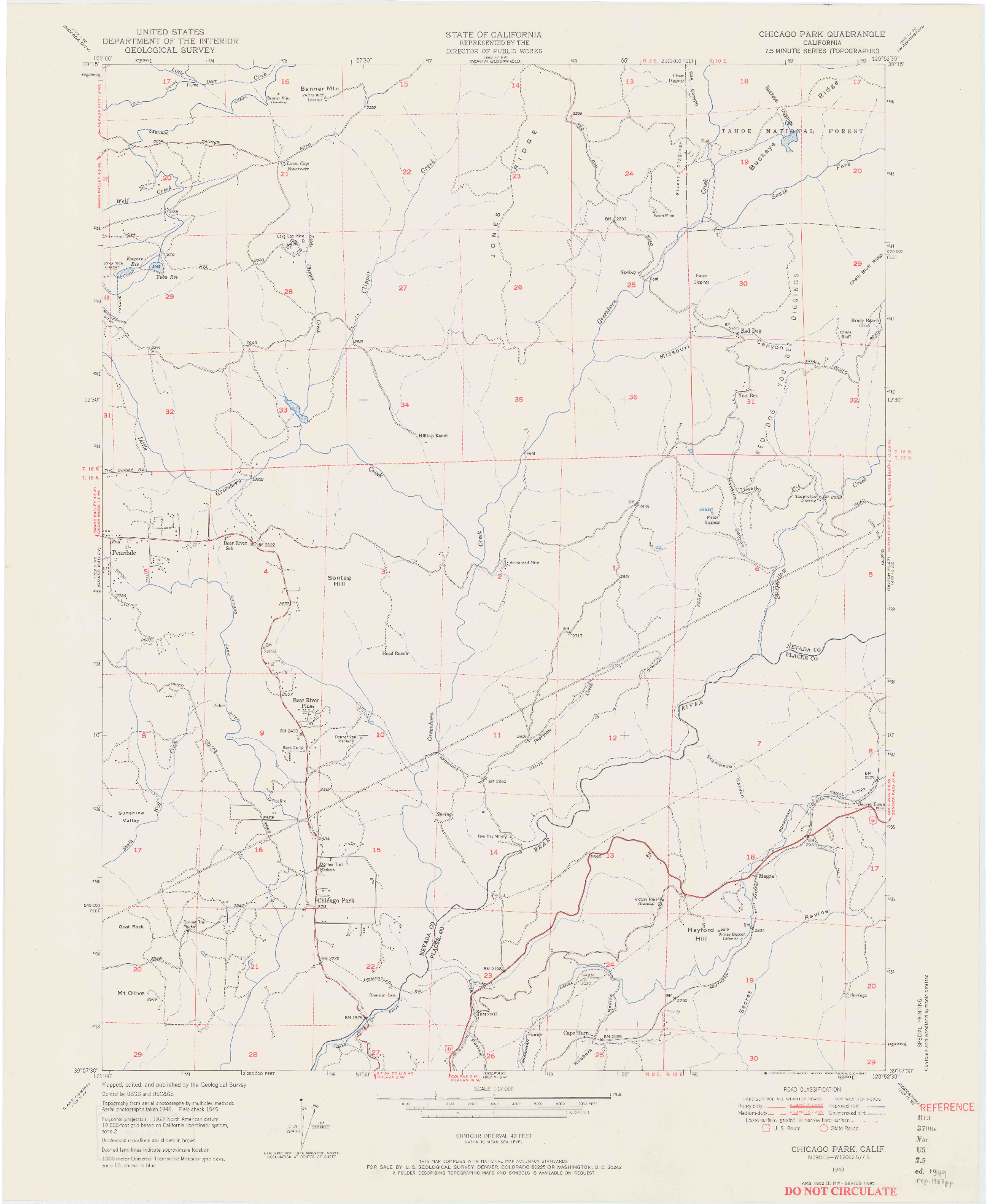 USGS 1:24000-SCALE QUADRANGLE FOR CHICAGO PARK, CA 1949