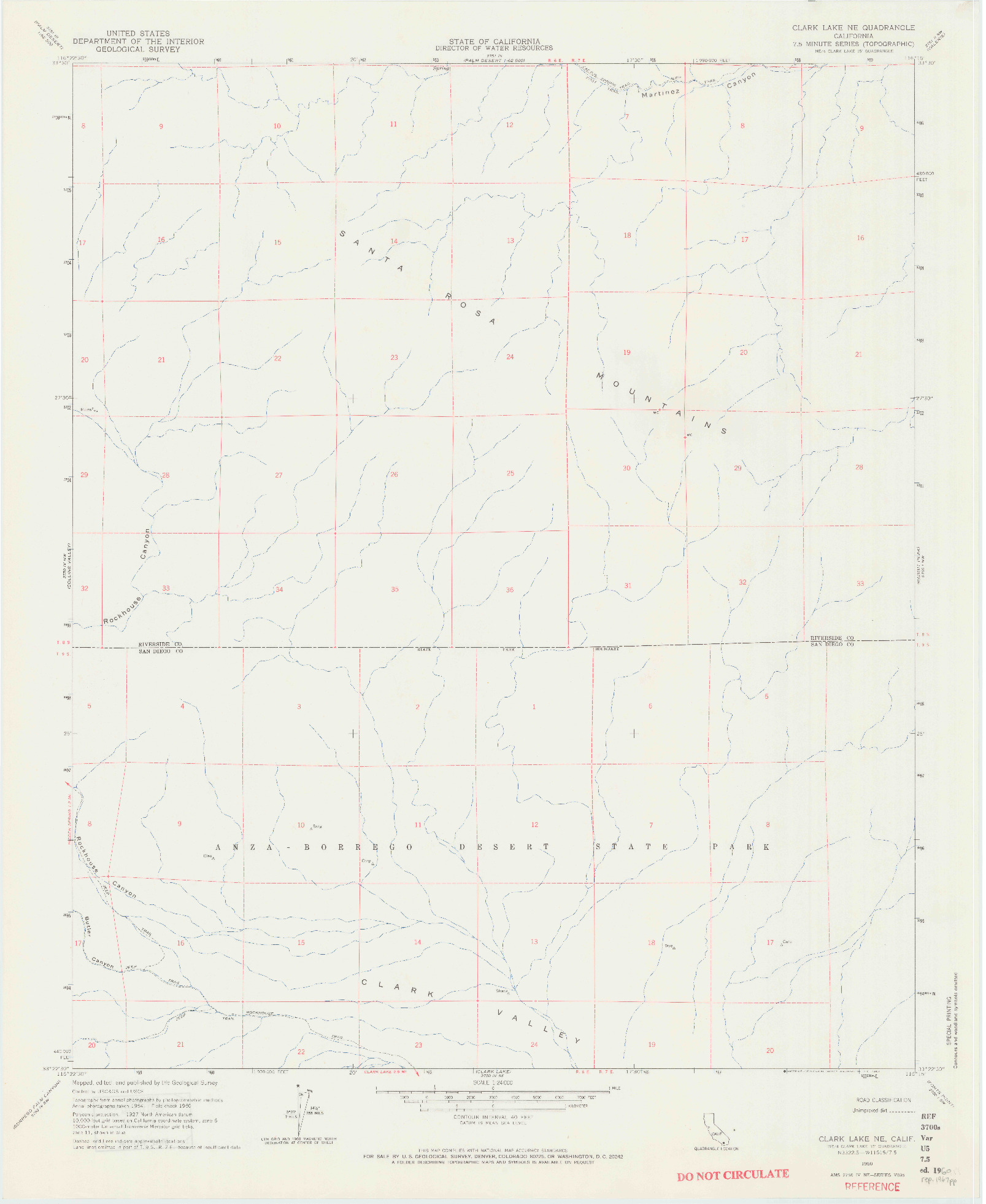 USGS 1:24000-SCALE QUADRANGLE FOR CLARK LAKE NE, CA 1960