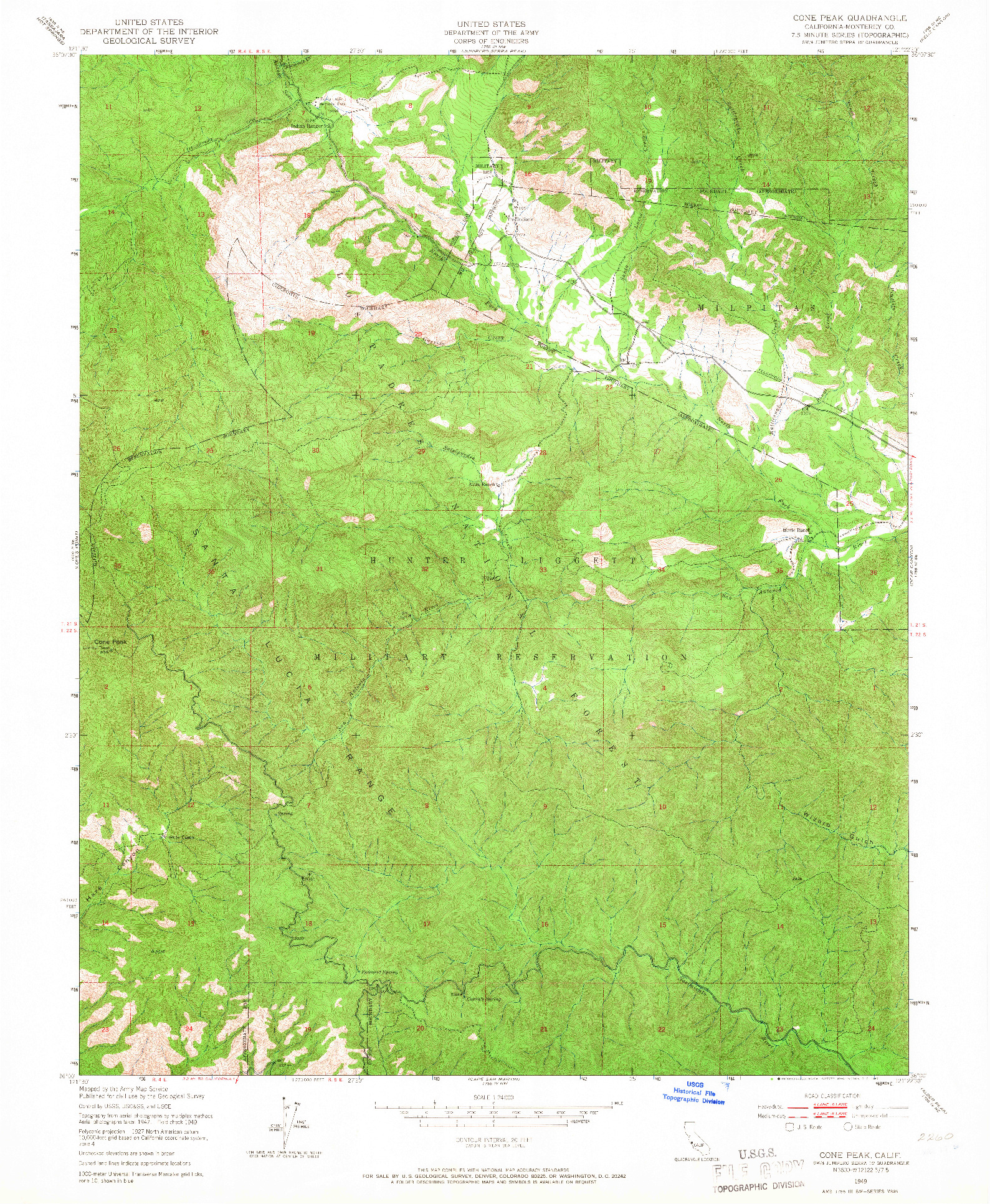 USGS 1:24000-SCALE QUADRANGLE FOR CONE PEAK, CA 1949