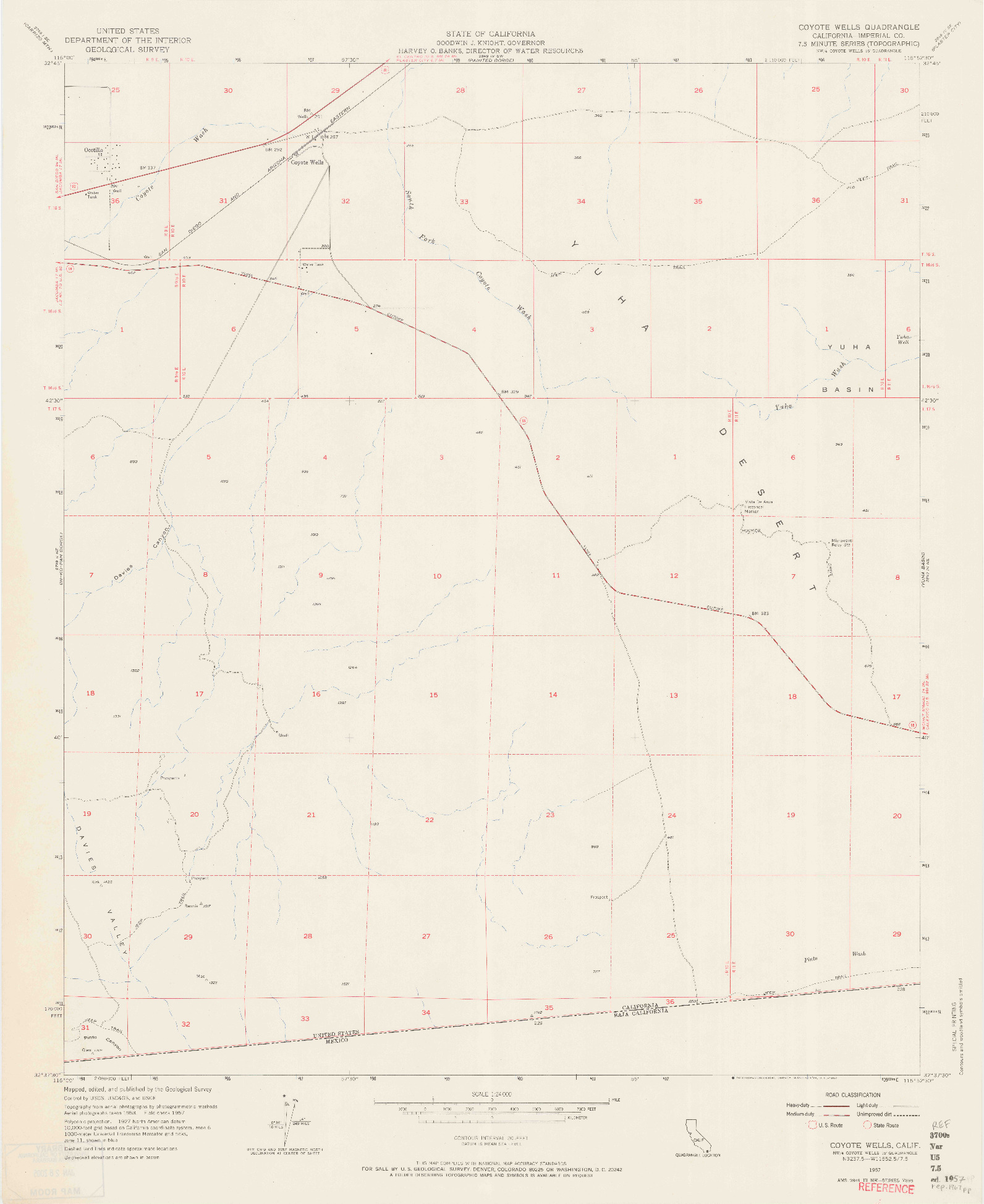USGS 1:24000-SCALE QUADRANGLE FOR COYOTE WELLS, CA 1957