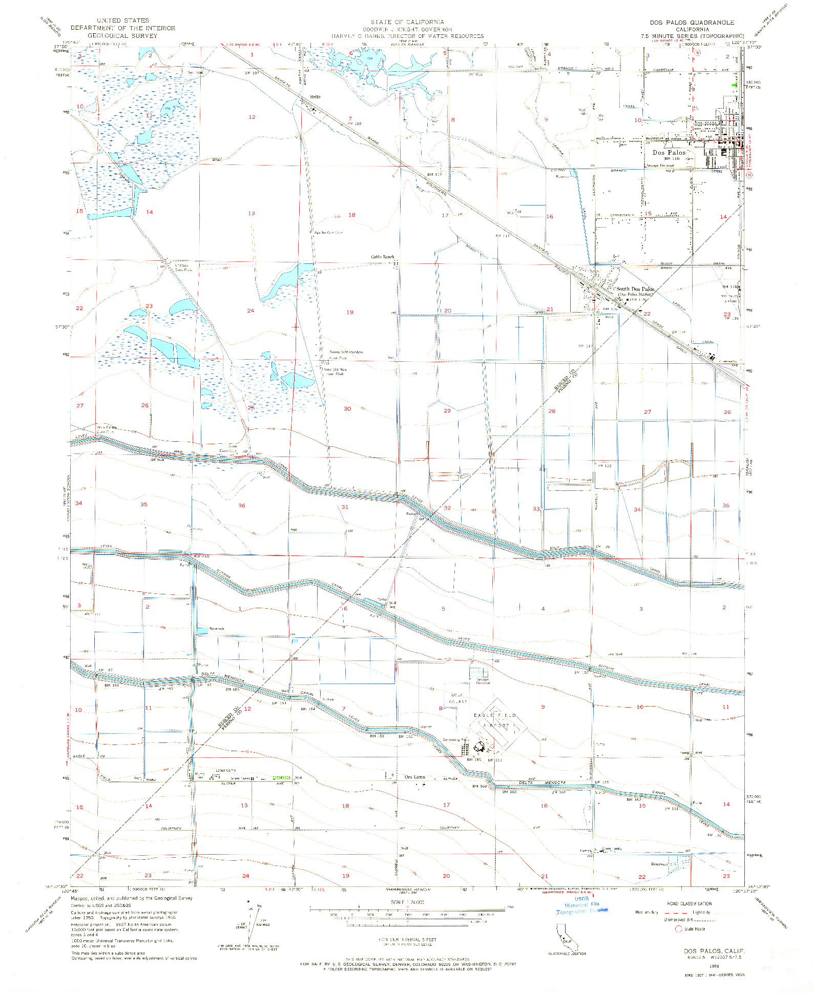 USGS 1:24000-SCALE QUADRANGLE FOR DOS PALOS, CA 1956