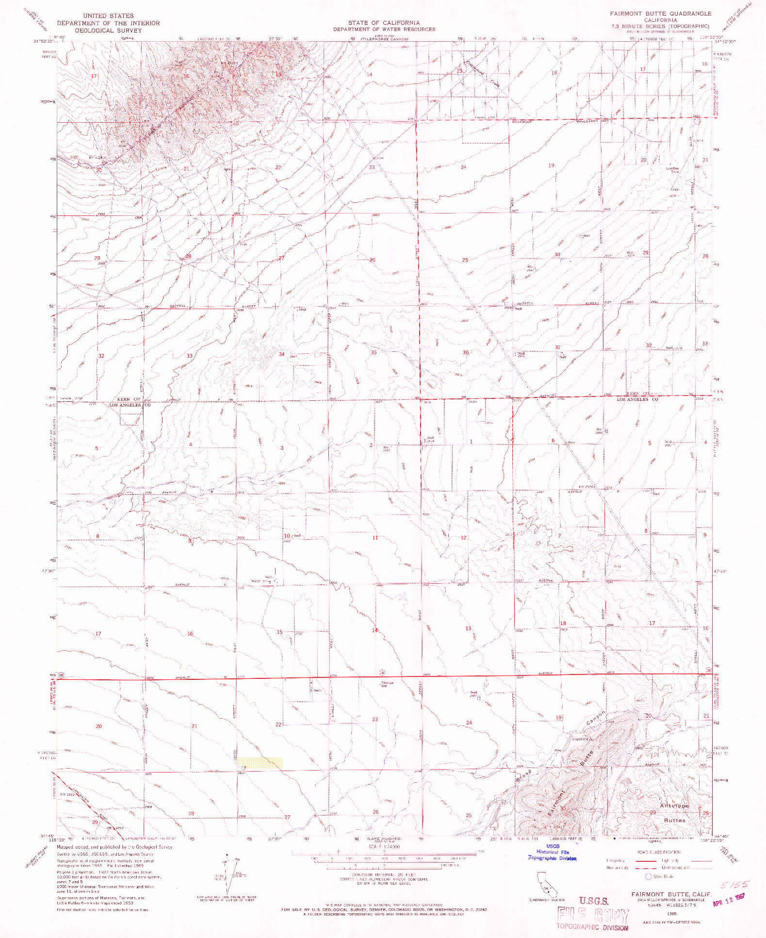 USGS 1:24000-SCALE QUADRANGLE FOR FAIRMONT BUTTE, CA 1965