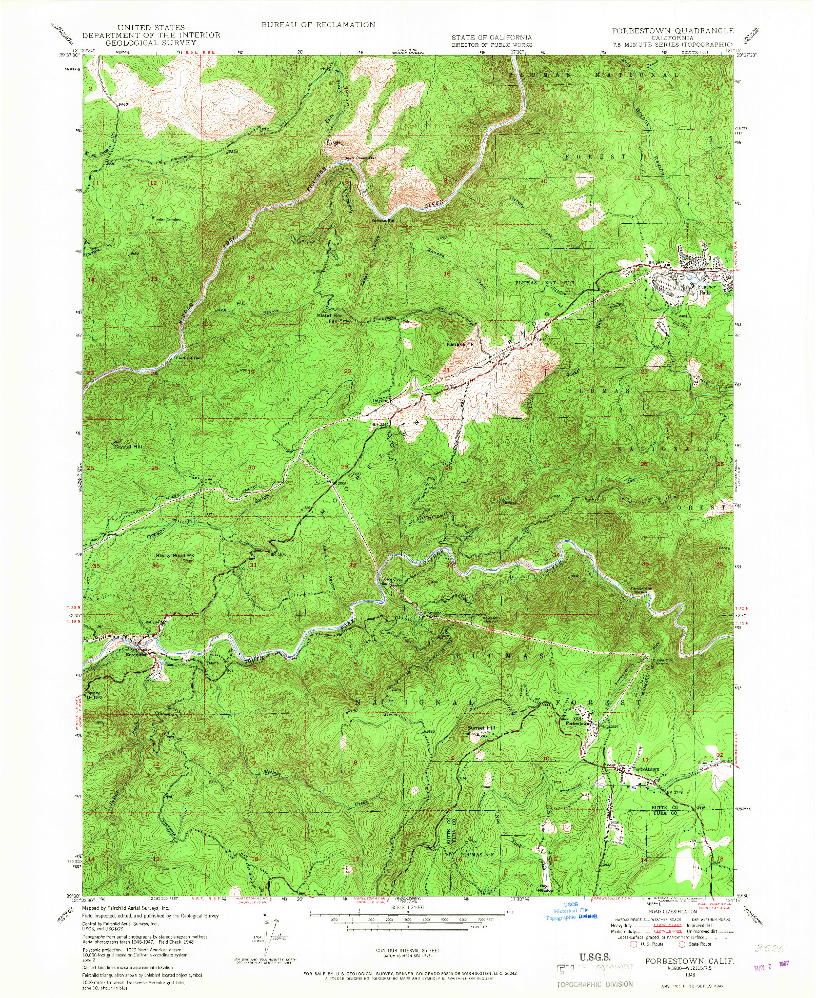 USGS 1:24000-SCALE QUADRANGLE FOR FORBESTOWN, CA 1948