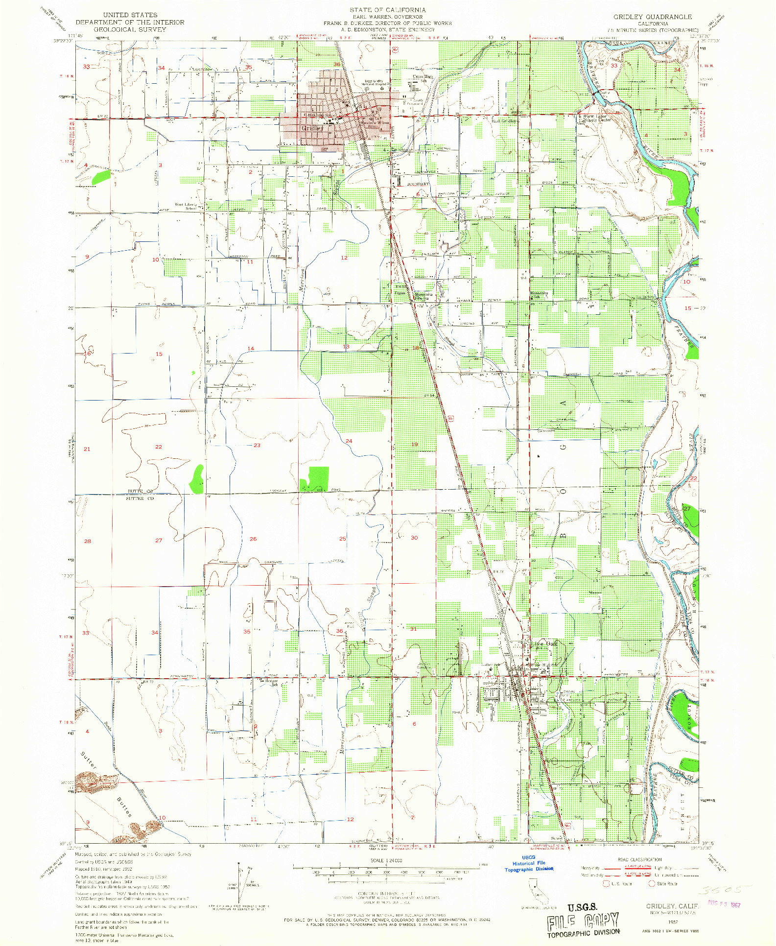 USGS 1:24000-SCALE QUADRANGLE FOR GRIDLEY, CA 1952