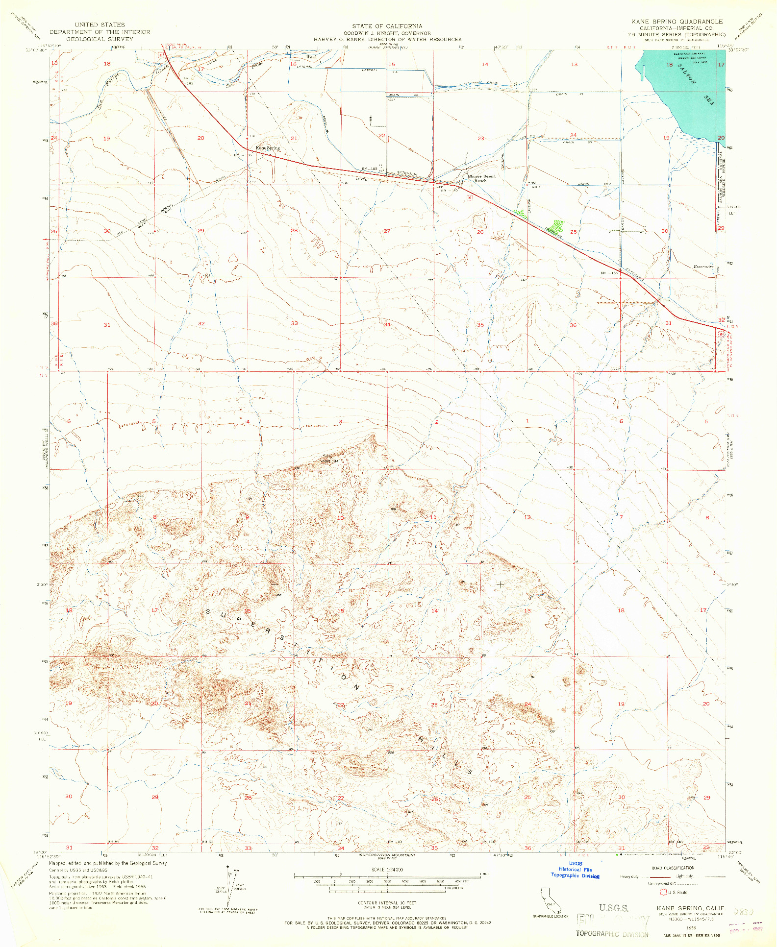 USGS 1:24000-SCALE QUADRANGLE FOR KANE SPRING, CA 1956
