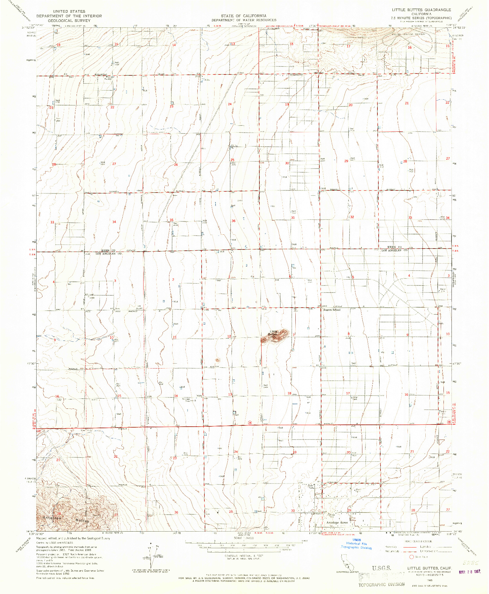 USGS 1:24000-SCALE QUADRANGLE FOR LITTLE BUTTES, CA 1965