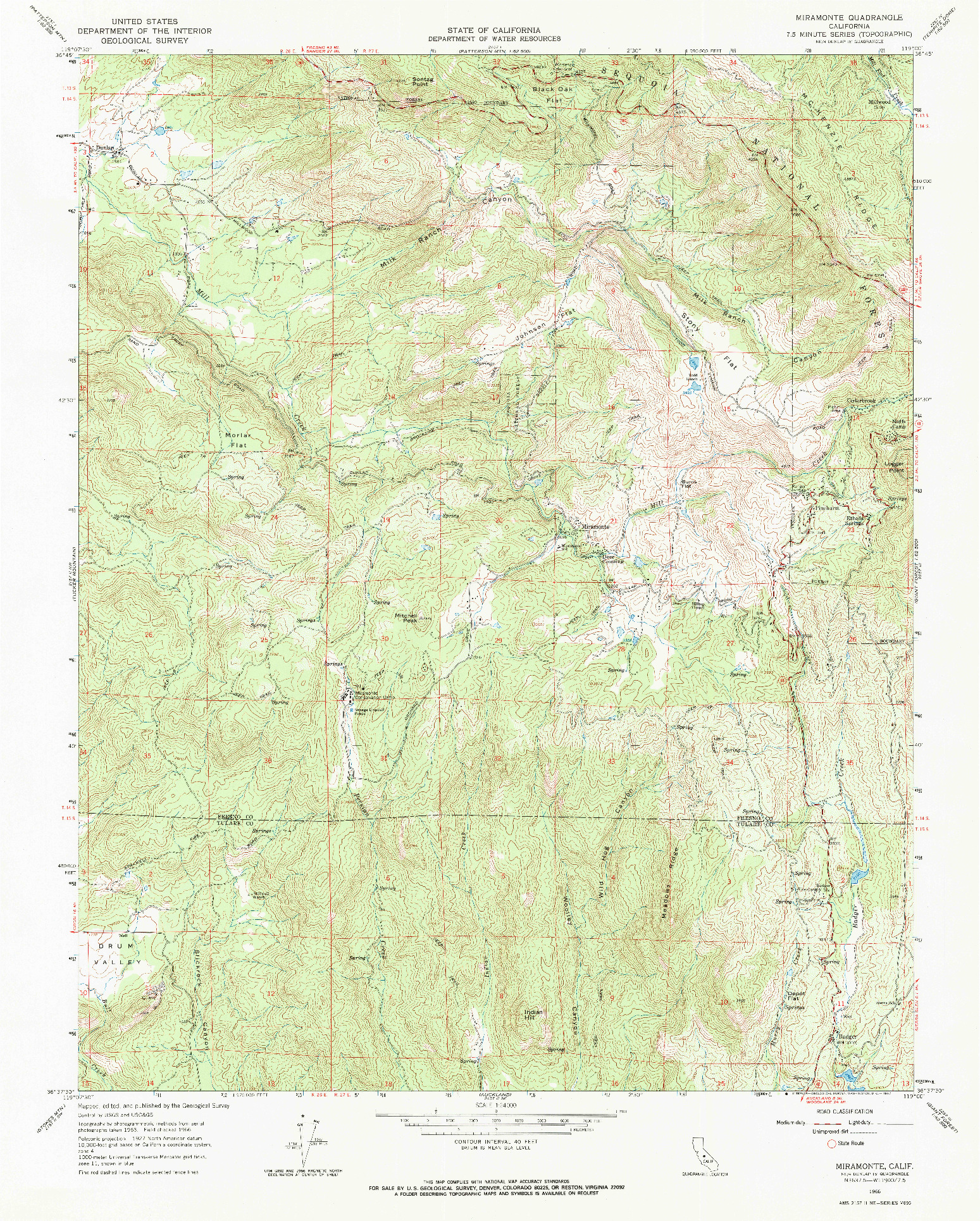 USGS 1:24000-SCALE QUADRANGLE FOR MIRAMONTE, CA 1966