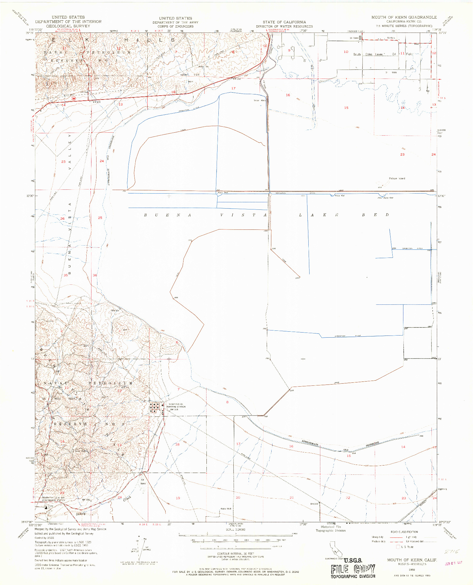 USGS 1:24000-SCALE QUADRANGLE FOR MOUTH OF KERN, CA 1950