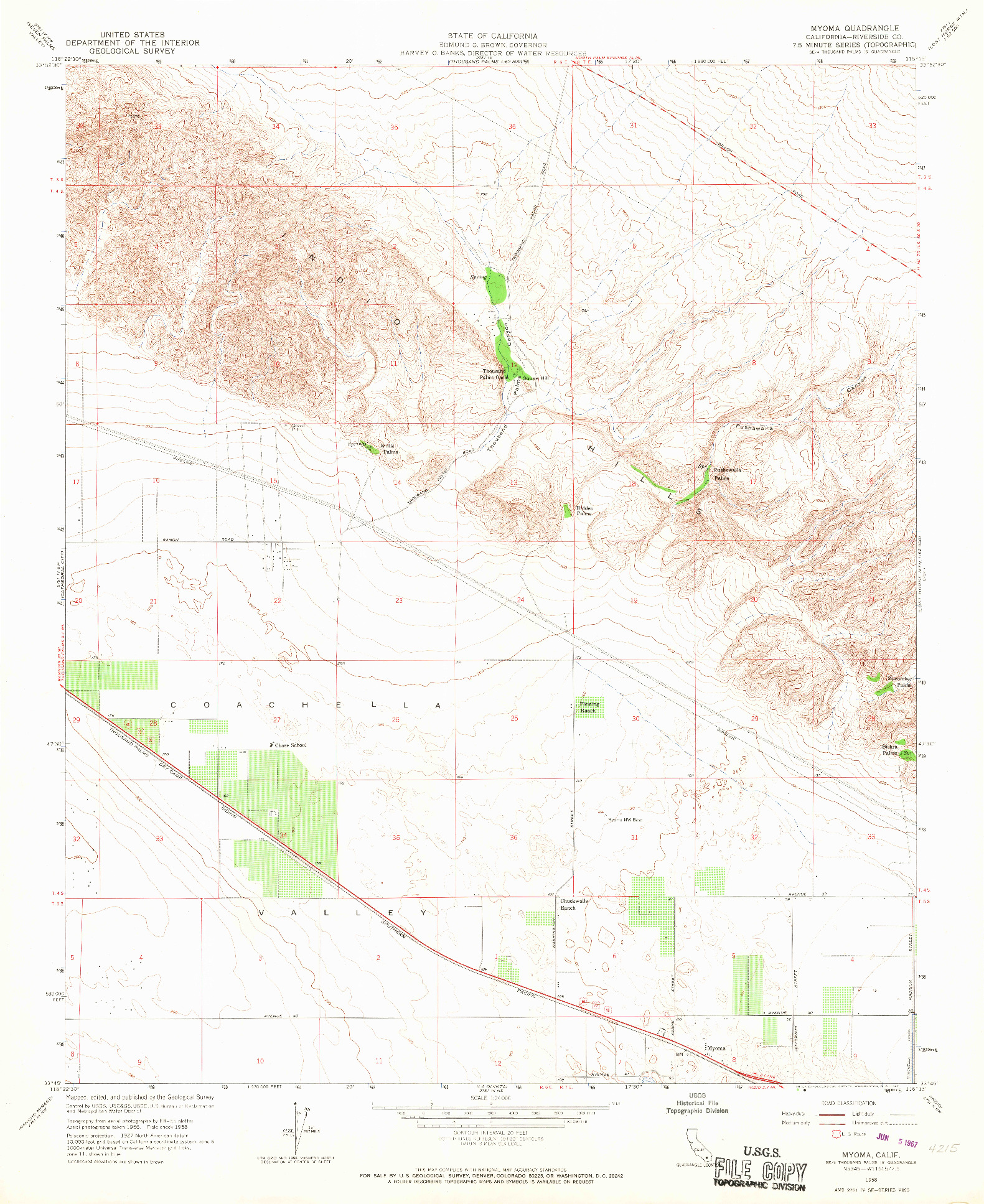 USGS 1:24000-SCALE QUADRANGLE FOR MYOMA, CA 1958