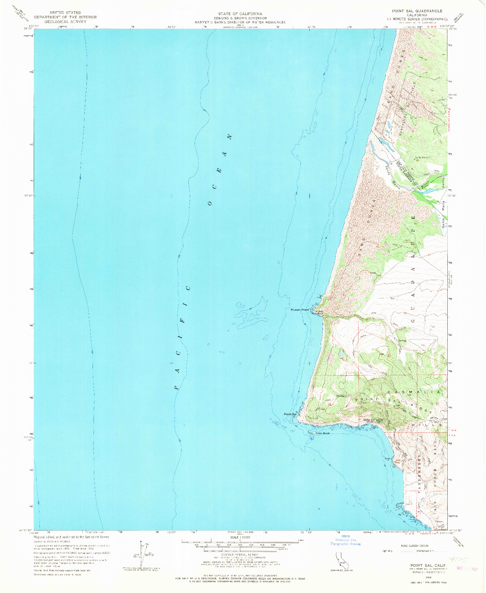 USGS 1:24000-SCALE QUADRANGLE FOR POINT SAL, CA 1958