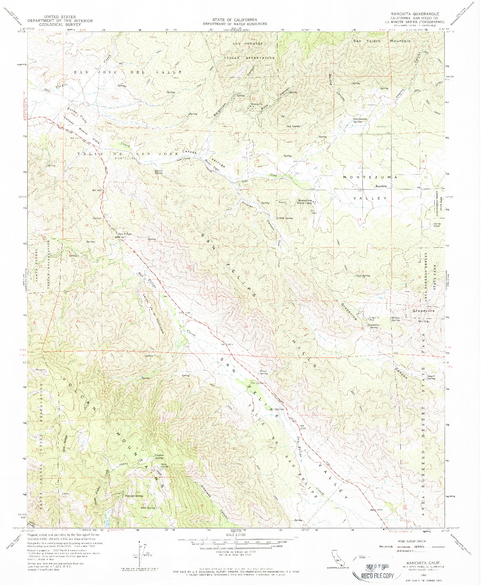 USGS 1:24000-SCALE QUADRANGLE FOR RANCHITA, CA 1960