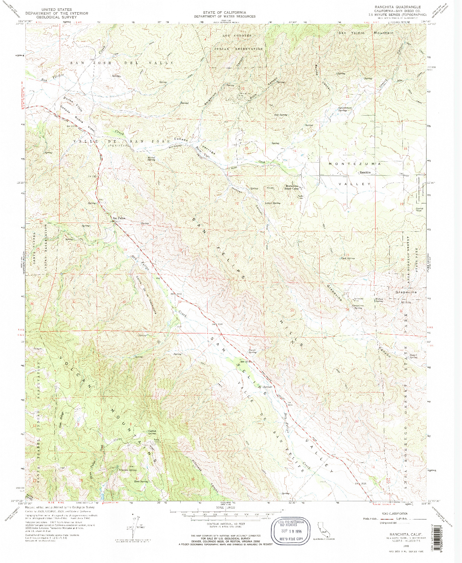 USGS 1:24000-SCALE QUADRANGLE FOR RANCHITA, CA 1960