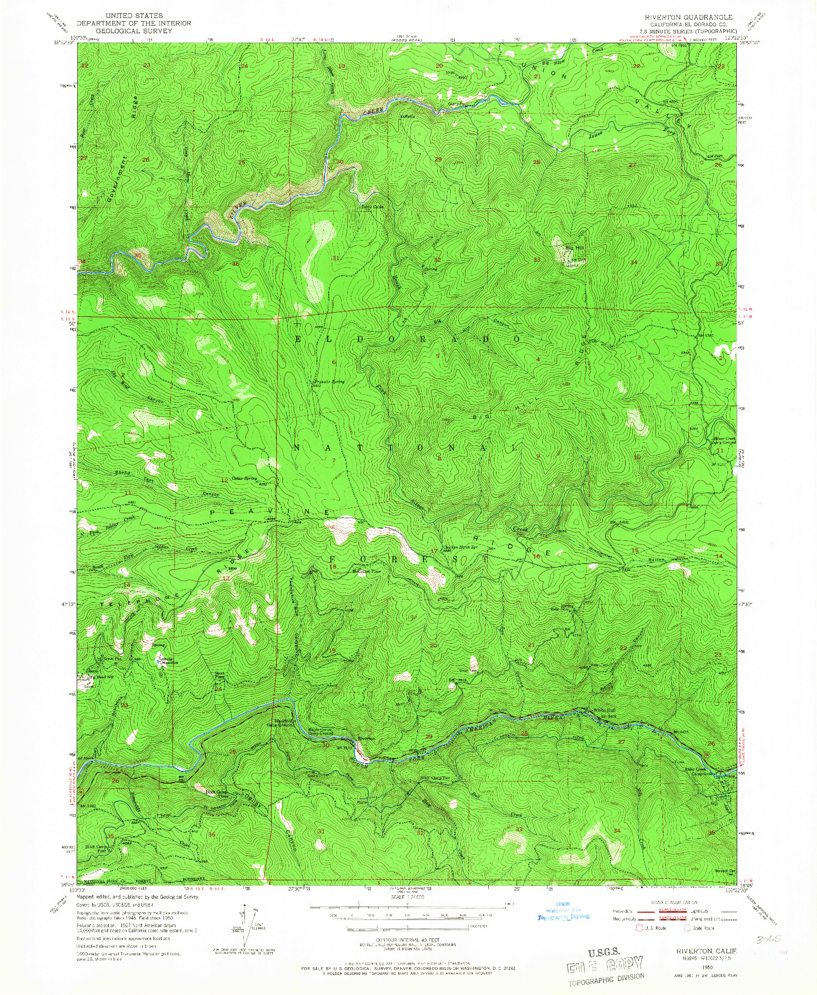 USGS 1:24000-SCALE QUADRANGLE FOR RIVERTON, CA 1950