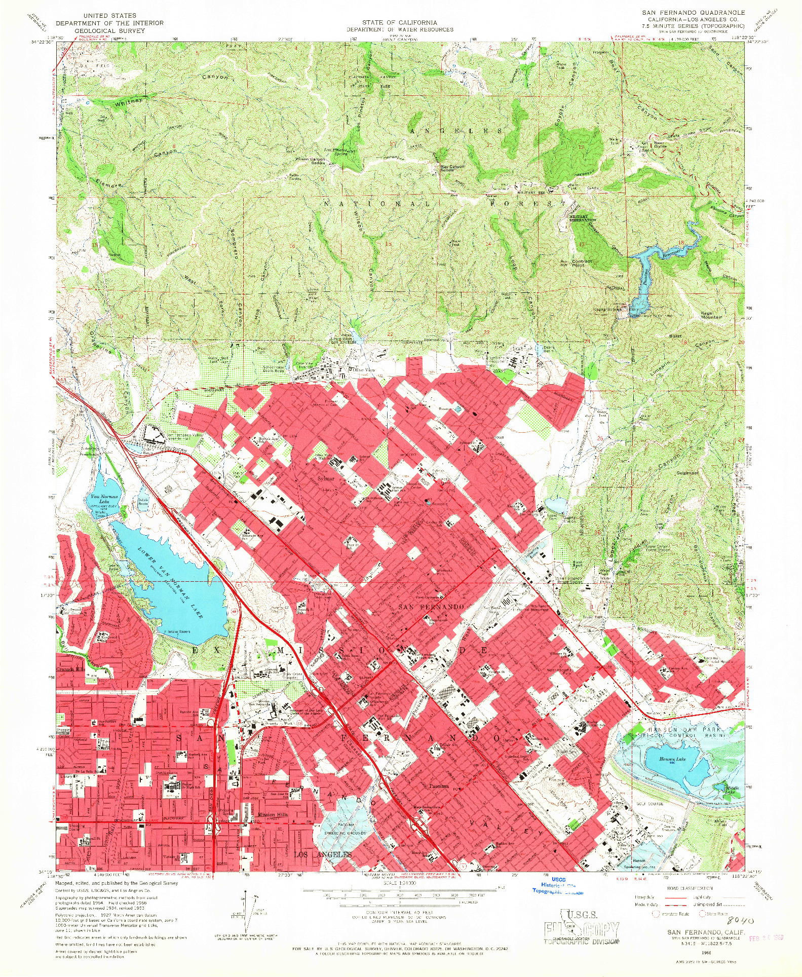 USGS 1:24000-SCALE QUADRANGLE FOR SAN FERNANDO, CA 1966