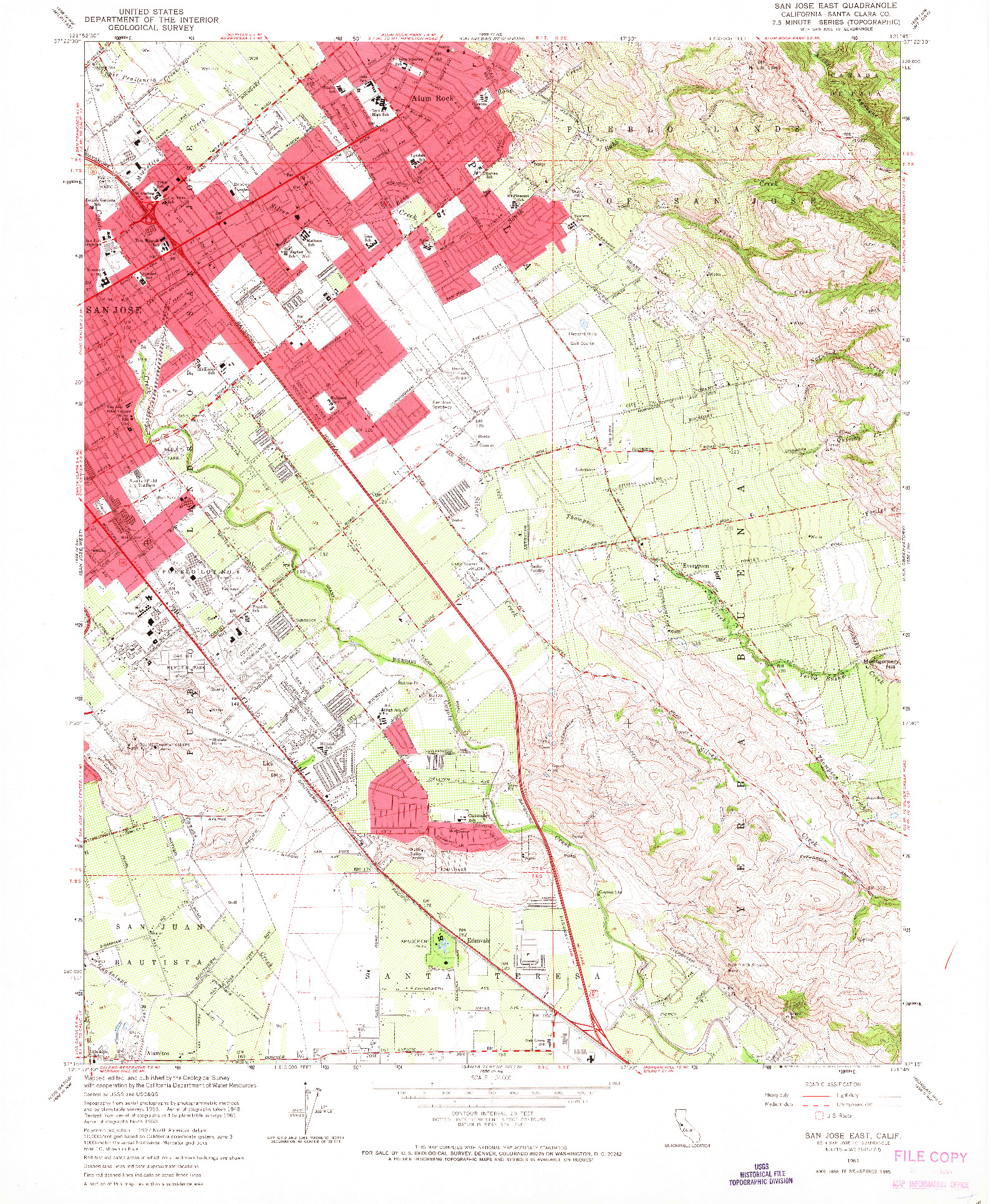 USGS 1:24000-SCALE QUADRANGLE FOR SAN JOSE EAST, CA 1961