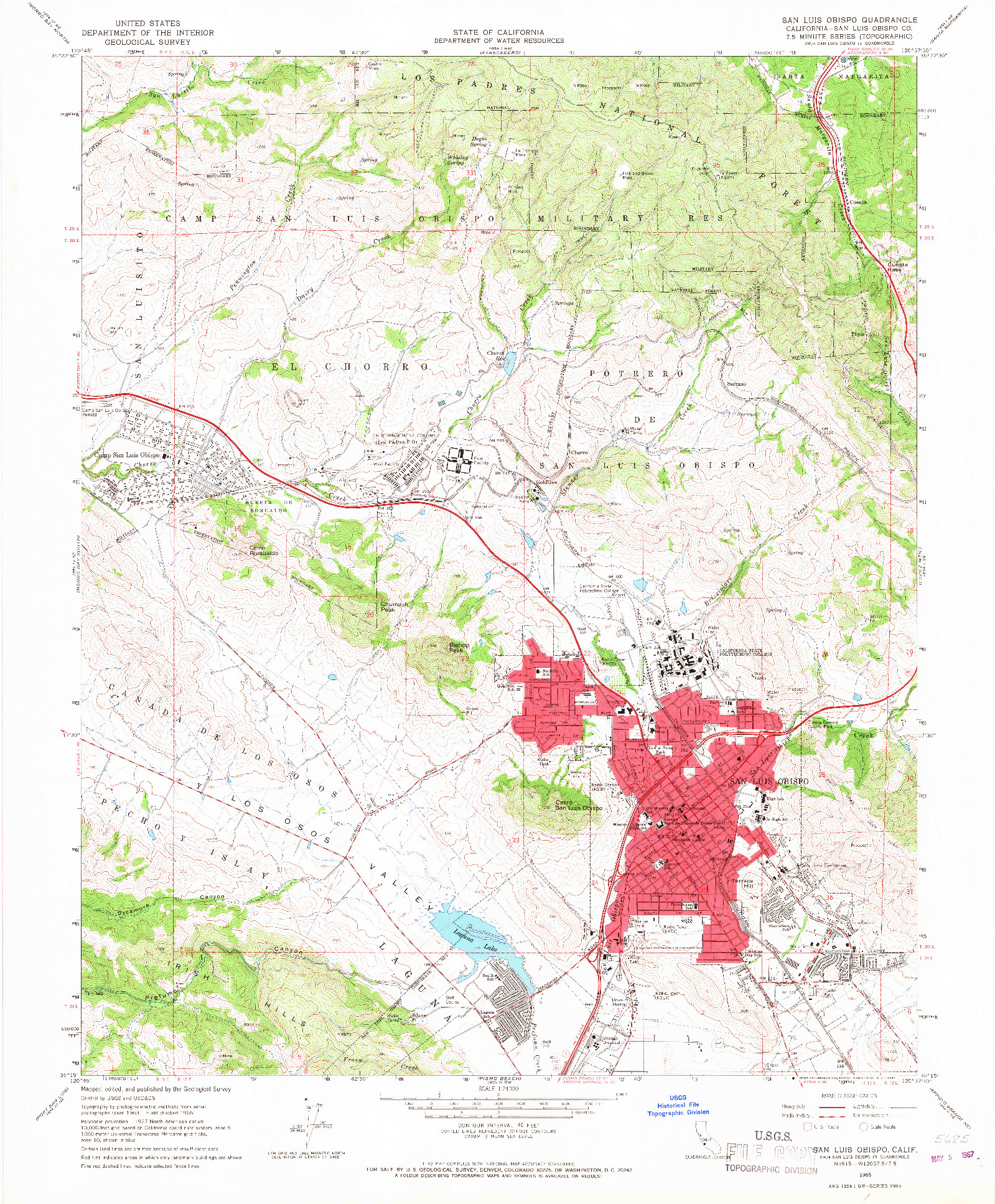 USGS 1:24000-SCALE QUADRANGLE FOR SAN LUIS OBISPO, CA 1965