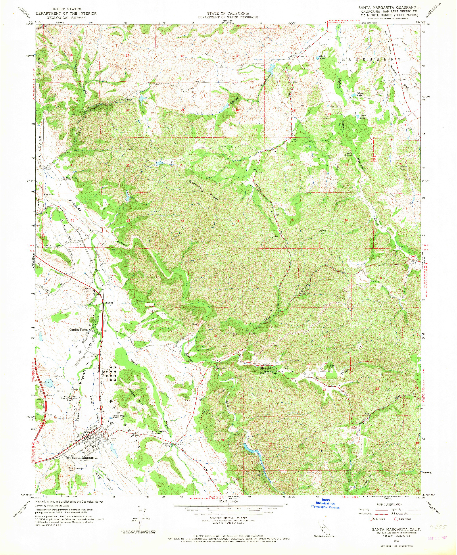 USGS 1:24000-SCALE QUADRANGLE FOR SANTA MARGARITA, CA 1965