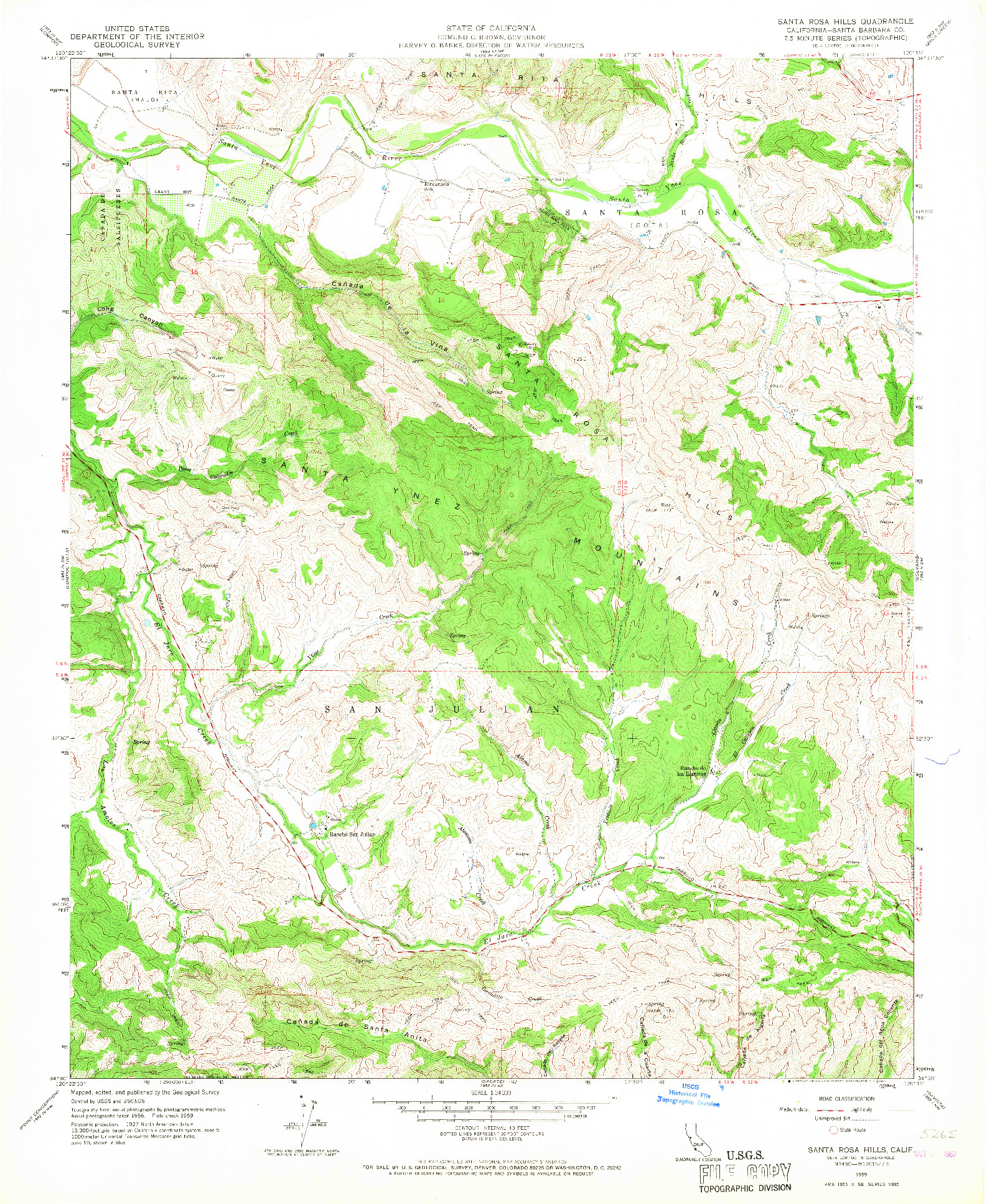 USGS 1:24000-SCALE QUADRANGLE FOR SANTA ROSA HILLS, CA 1959