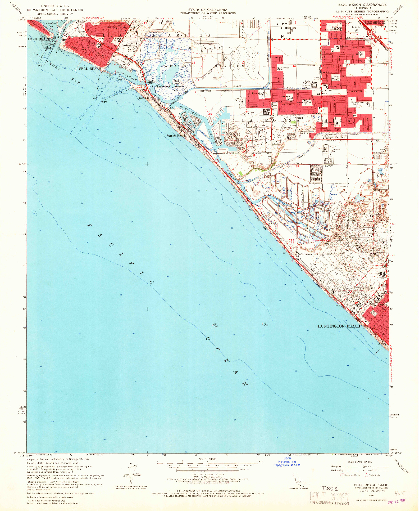 USGS 1:24000-SCALE QUADRANGLE FOR SEAL BEACH, CA 1965