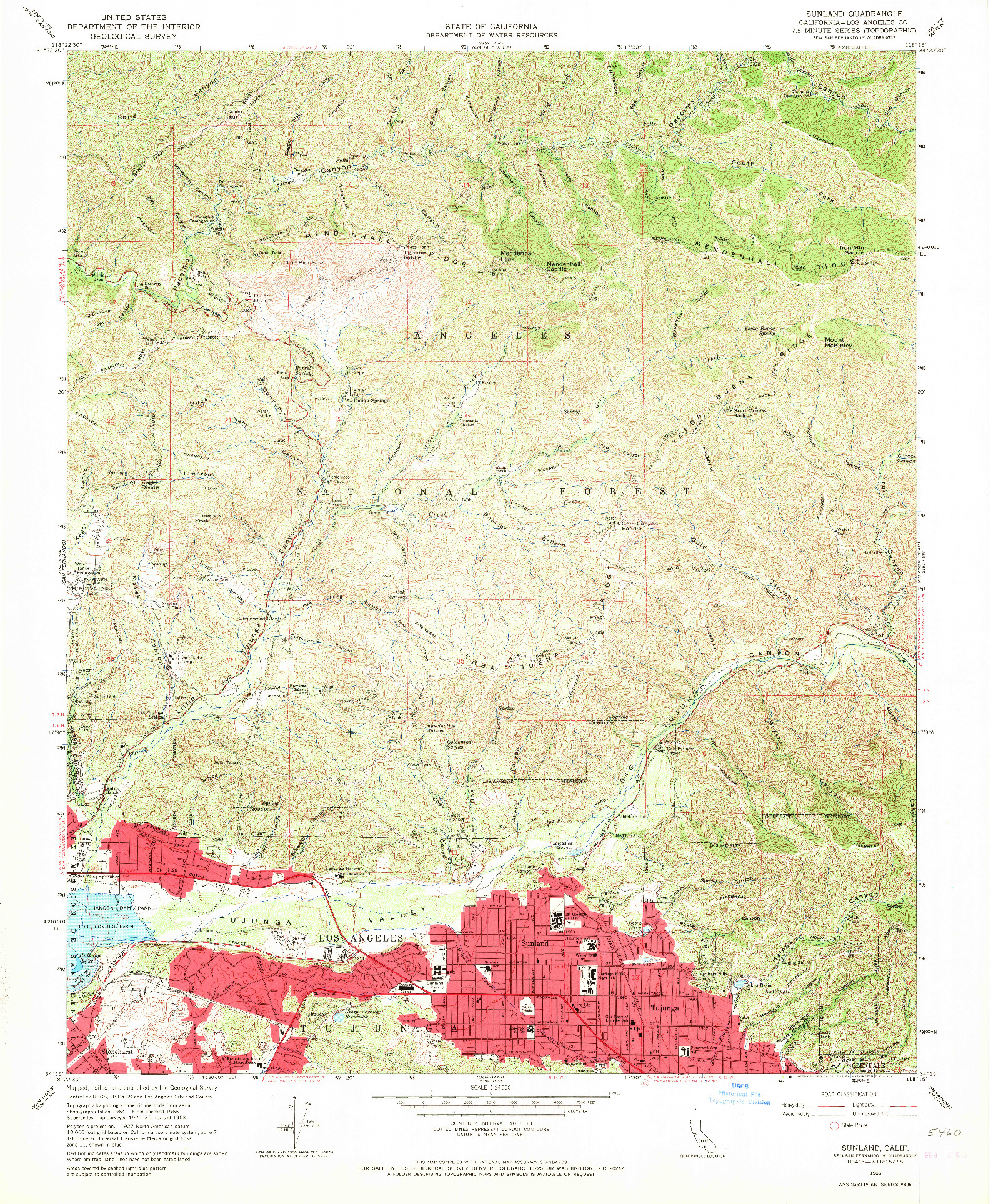 USGS 1:24000-SCALE QUADRANGLE FOR SUNLAND, CA 1966