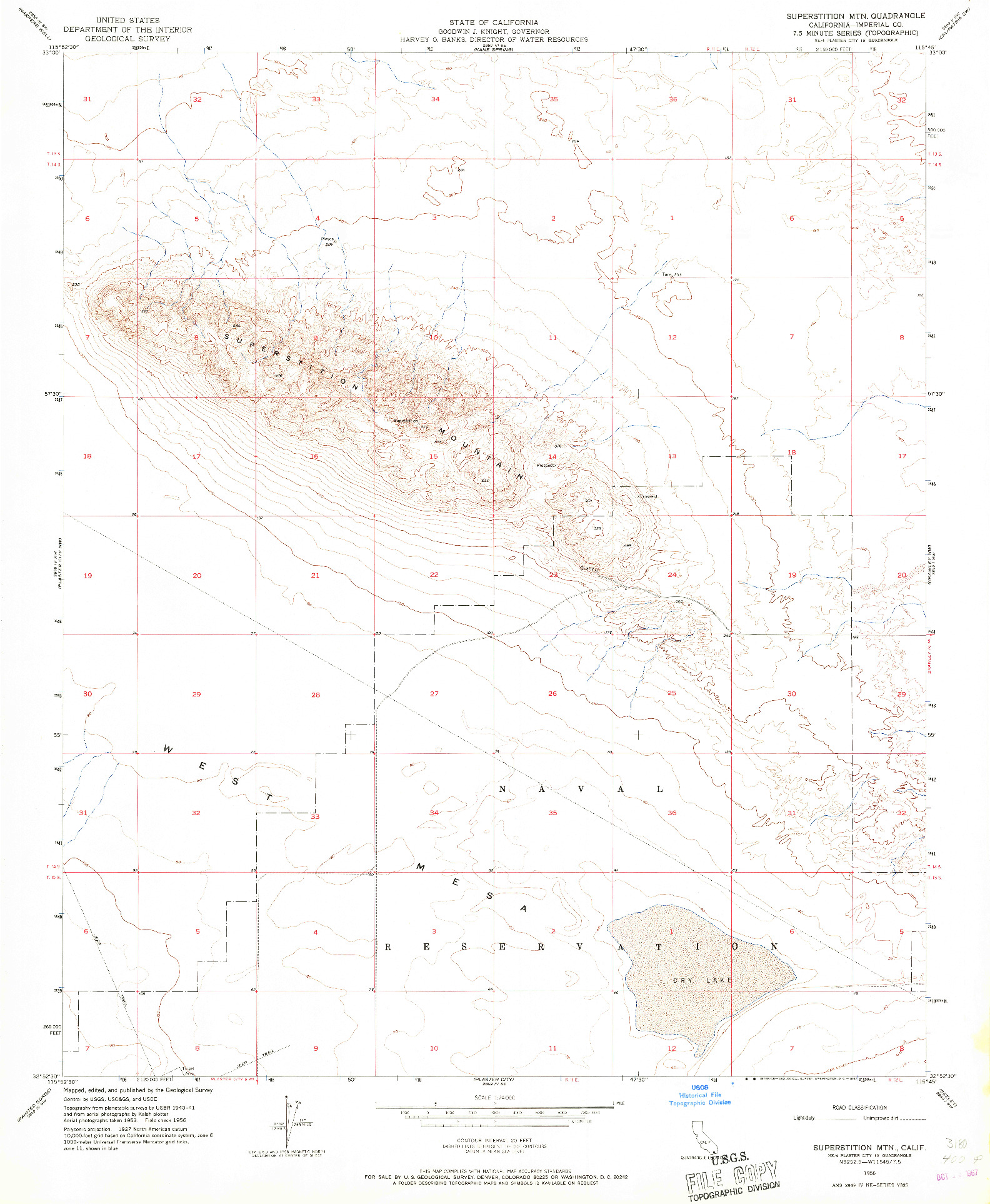 USGS 1:24000-SCALE QUADRANGLE FOR SUPERSTITION MTN., CA 1956