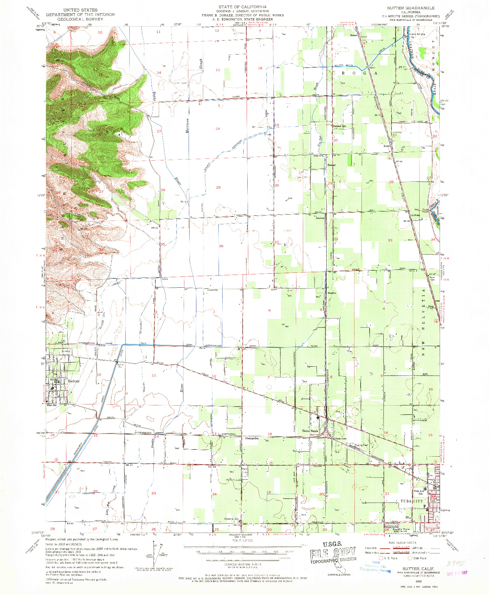 USGS 1:24000-SCALE QUADRANGLE FOR SUTTER, CA 1952