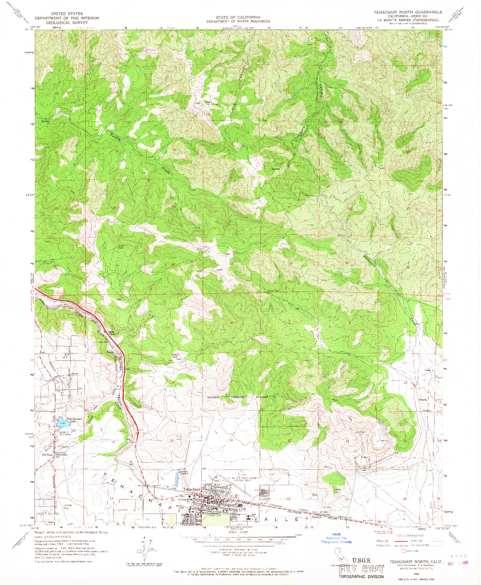 USGS 1:24000-SCALE QUADRANGLE FOR TEHACHAPI NORTH, CA 1966
