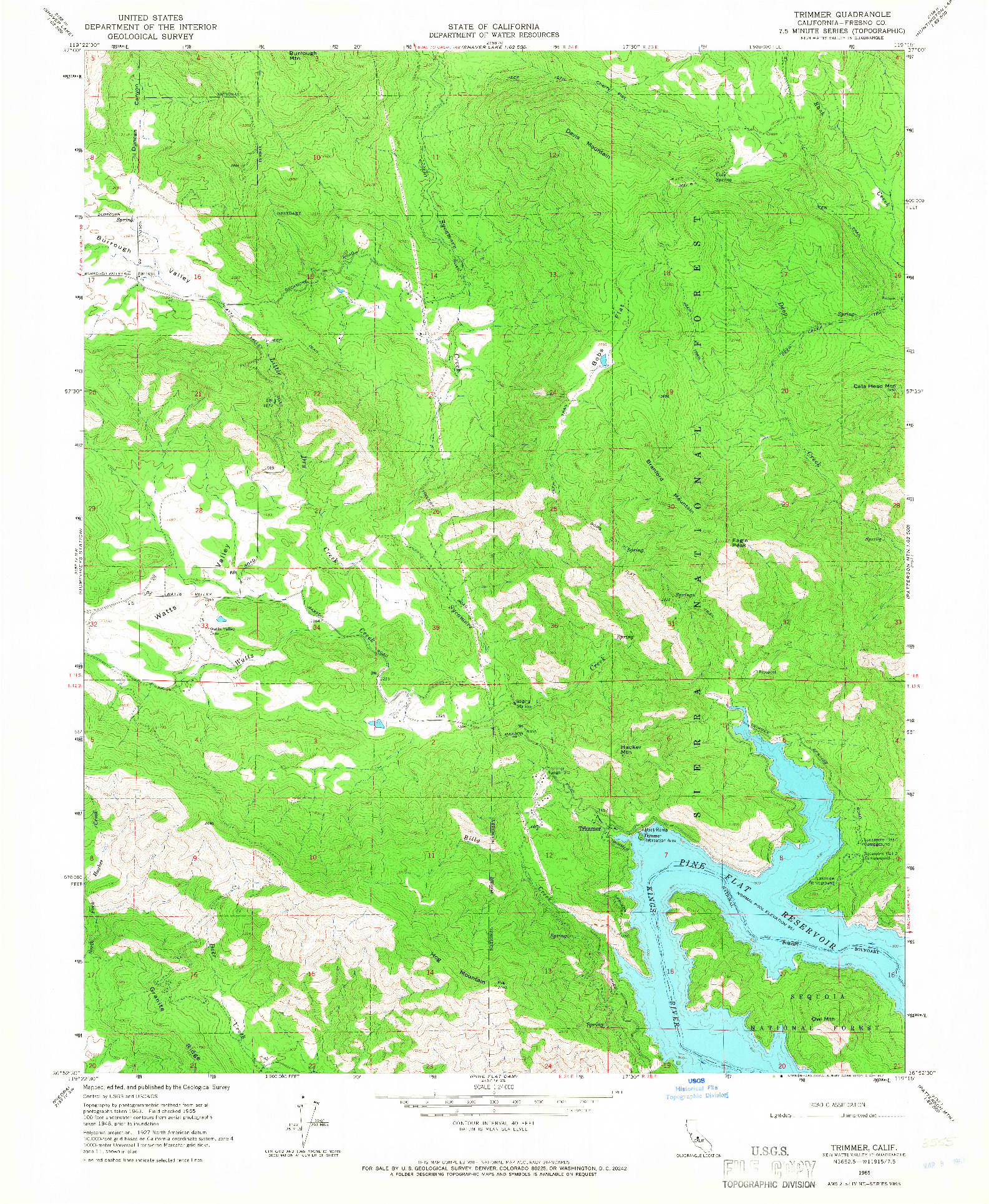 USGS 1:24000-SCALE QUADRANGLE FOR TRIMMER, CA 1965