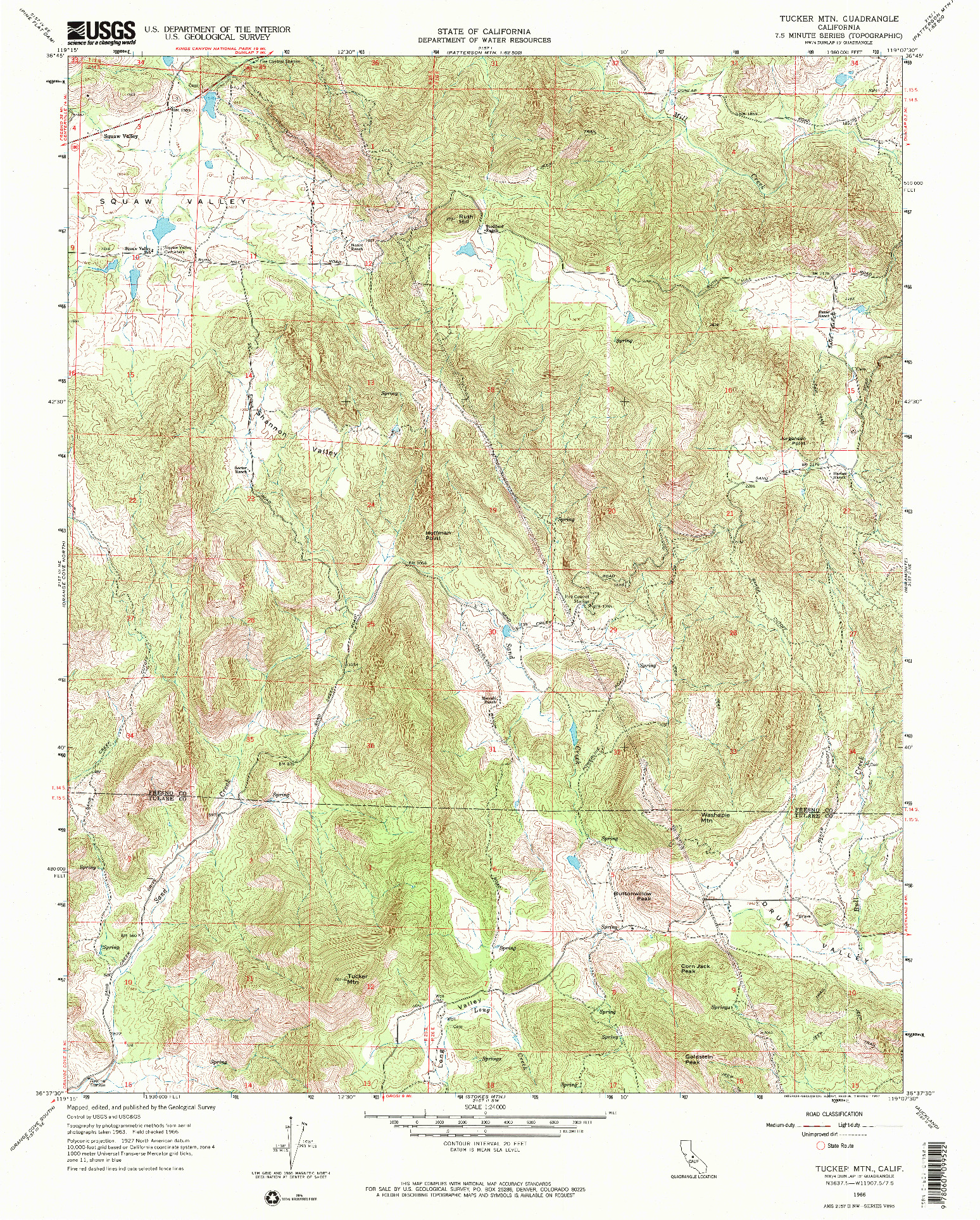 USGS 1:24000-SCALE QUADRANGLE FOR TUCKER MTN, CA 1966