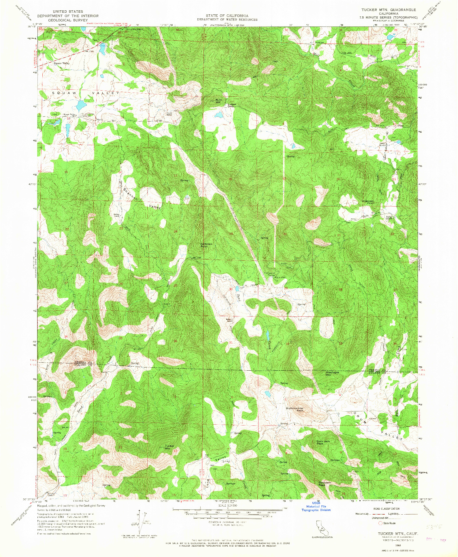 USGS 1:24000-SCALE QUADRANGLE FOR TUCKER MTN, CA 1966