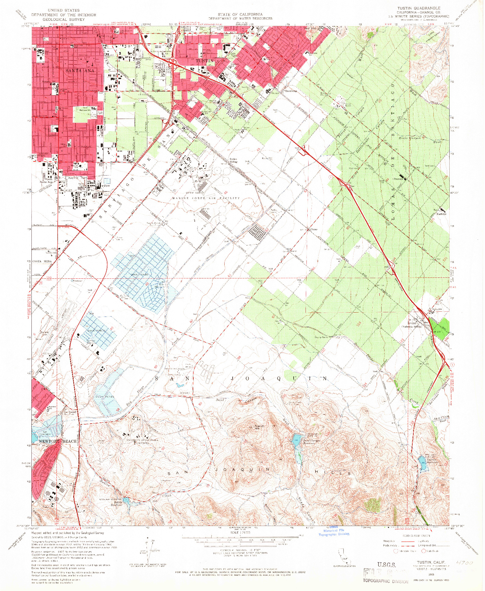 USGS 1:24000-SCALE QUADRANGLE FOR TUSTIN, CA 1965