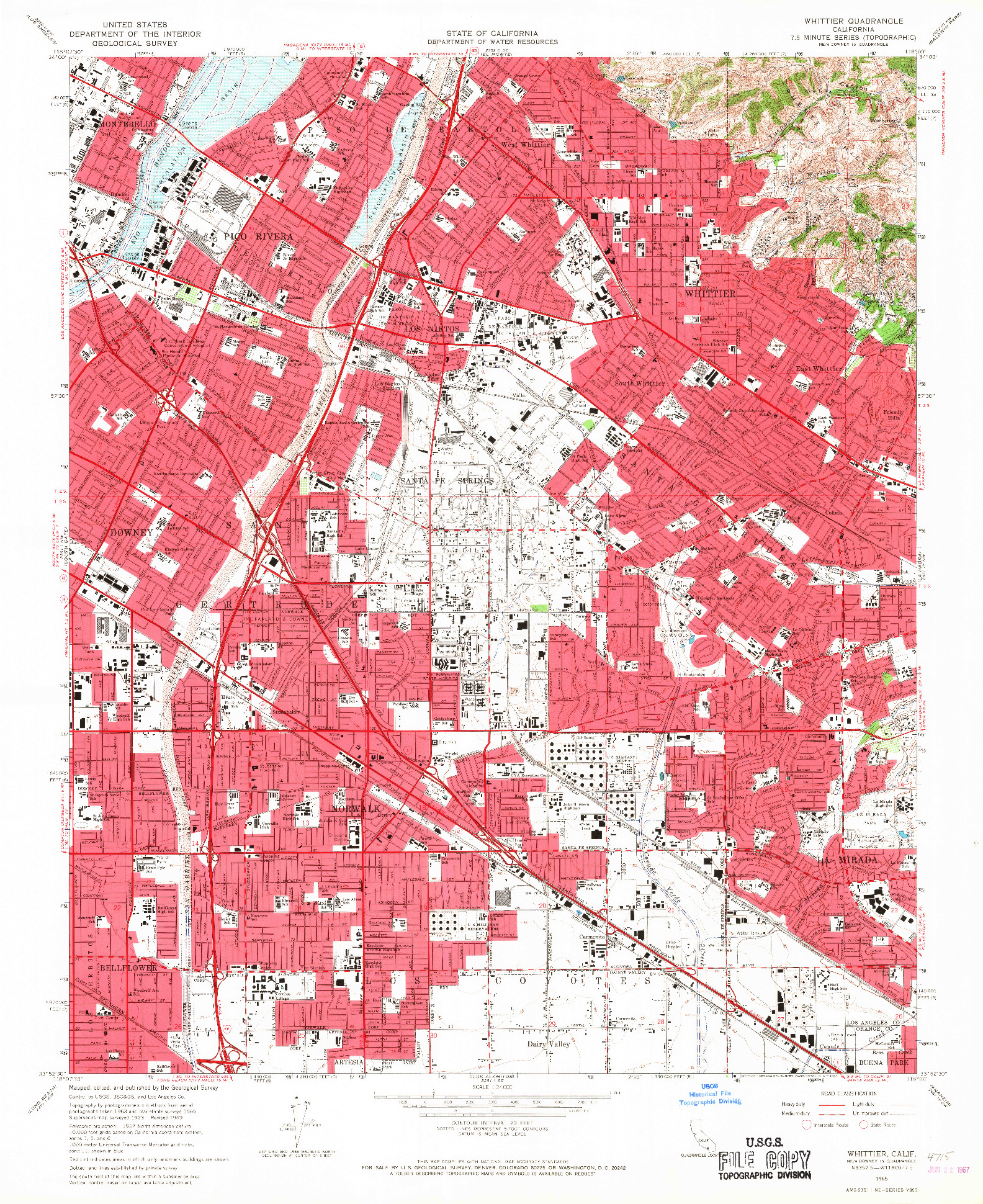 USGS 1:24000-SCALE QUADRANGLE FOR WHITTIER, CA 1965