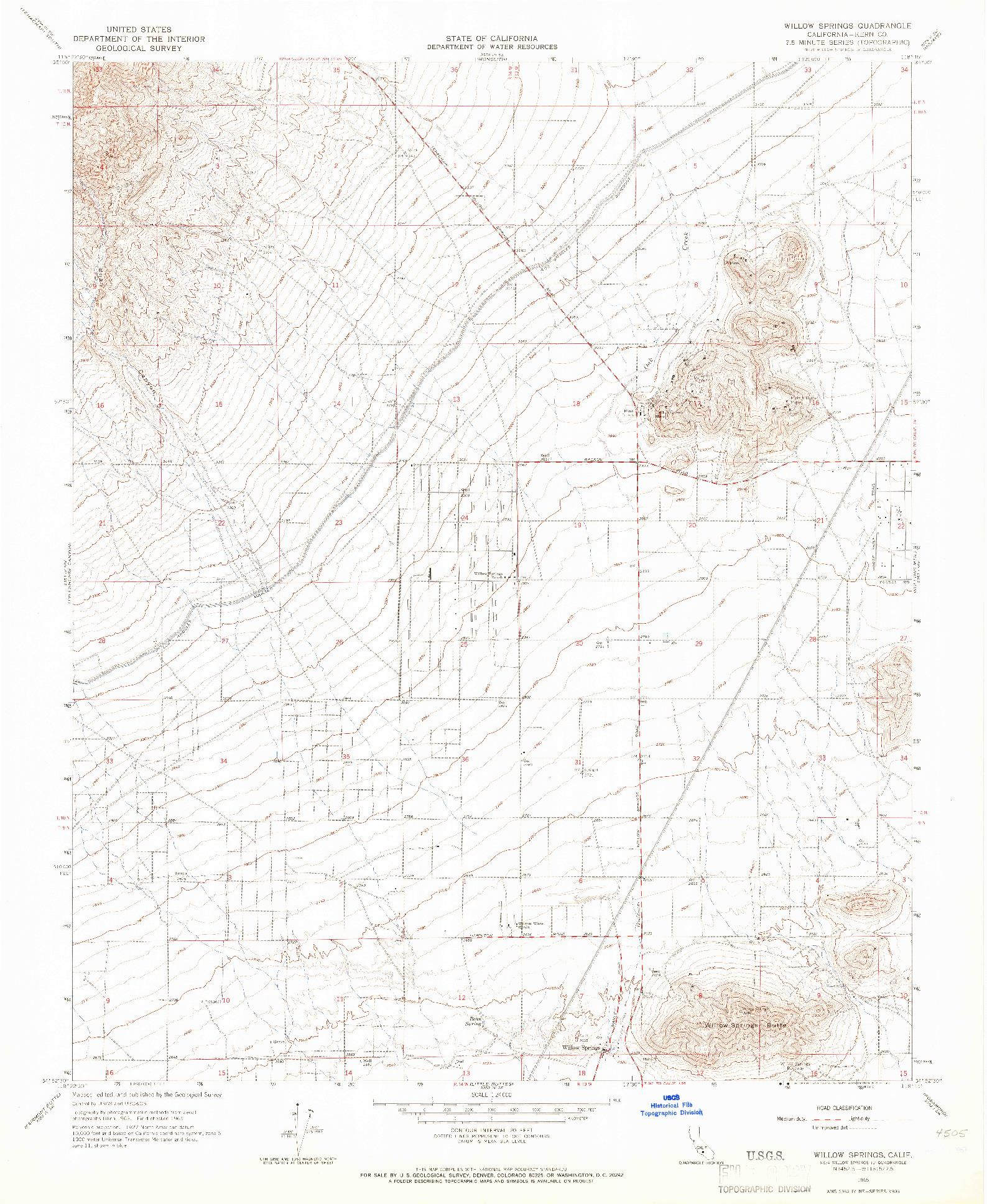 USGS 1:24000-SCALE QUADRANGLE FOR WILLOW SPRINGS, CA 1965