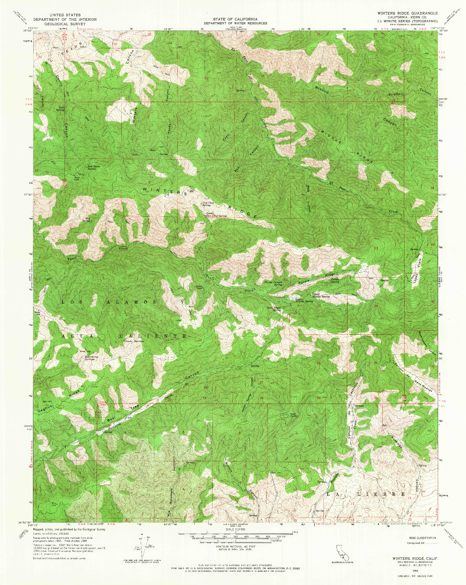 USGS 1:24000-SCALE QUADRANGLE FOR WINTERS RIDGE, CA 1966