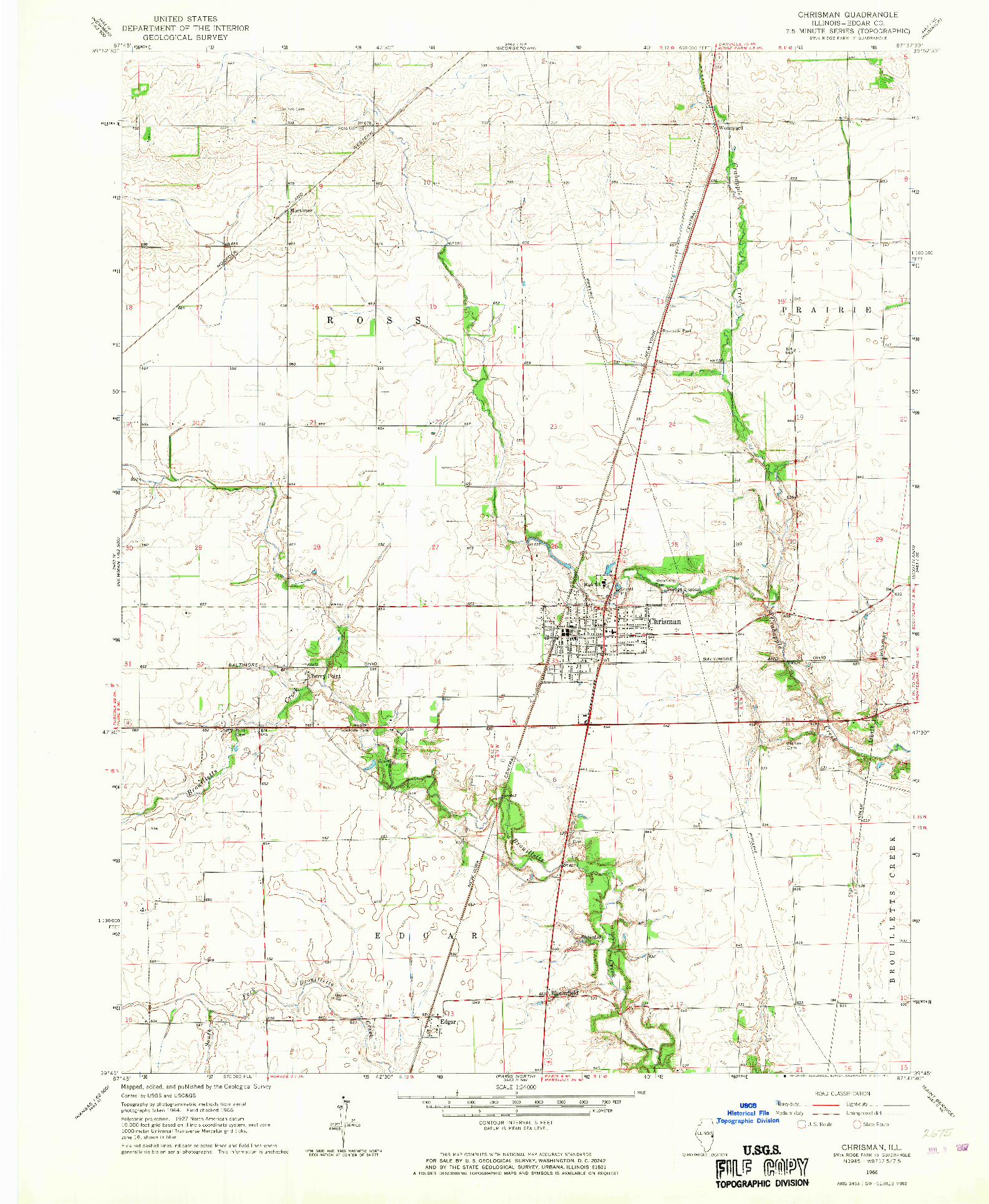 USGS 1:24000-SCALE QUADRANGLE FOR CHRISMAN, IL 1966